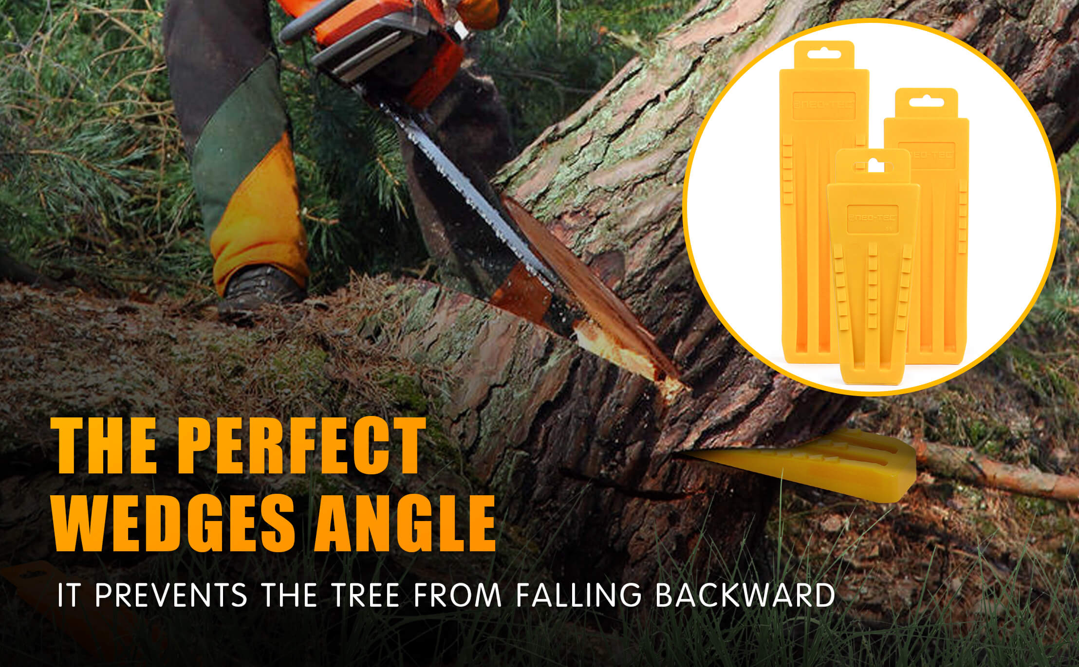 NEO-TEC 6 Pack Tree Felling Wedges with Spikes for Safe Tree Cutting 5.5"