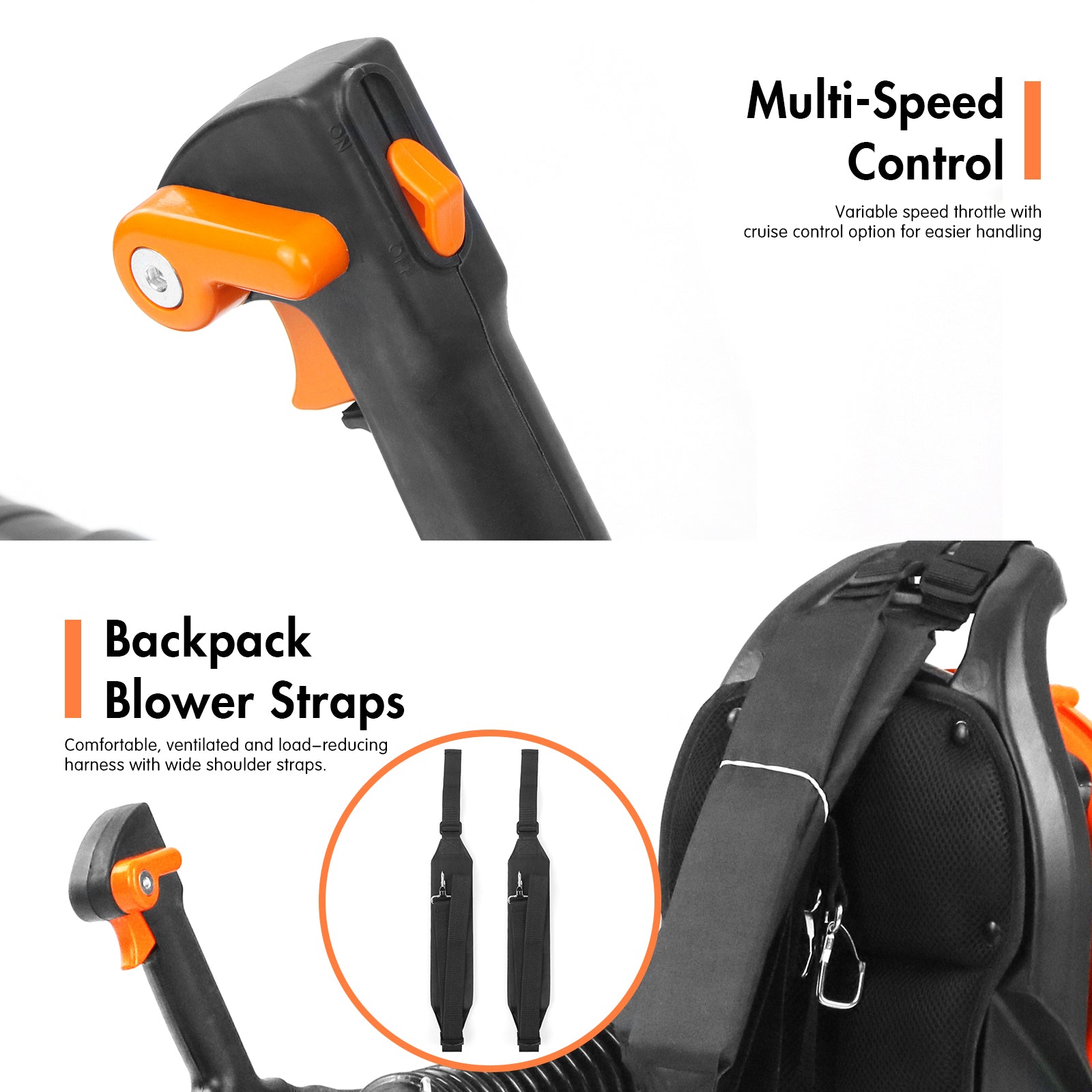 NEO-TEC Professional 52CC 2 Stroke Backpack Leaf Blower 180 MPH 470 CFM Commercial Lawn Care & Patio Maintenance NTEB809A