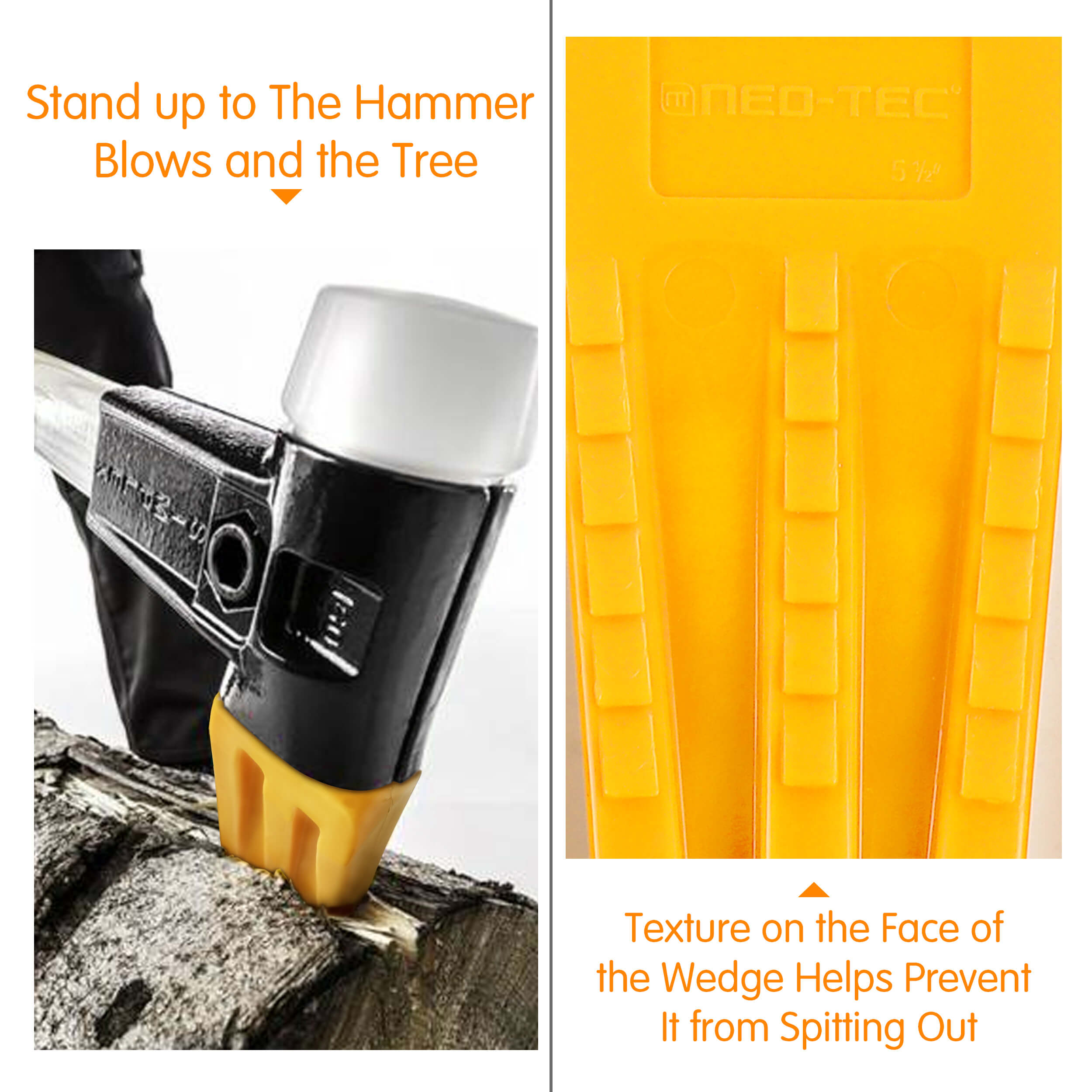 NEO-TEC 6 Pack Tree Felling Wedges with Spikes for Safe Tree Cutting 5.5"
