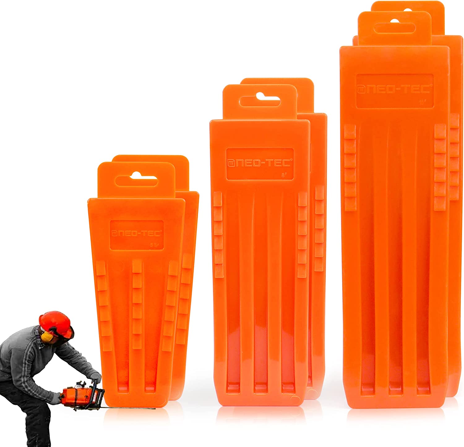 NEO-TEC 6 Pack Tree Felling Wedges with Spikes for Safe Tree Cutting 5.5"+8"+10"