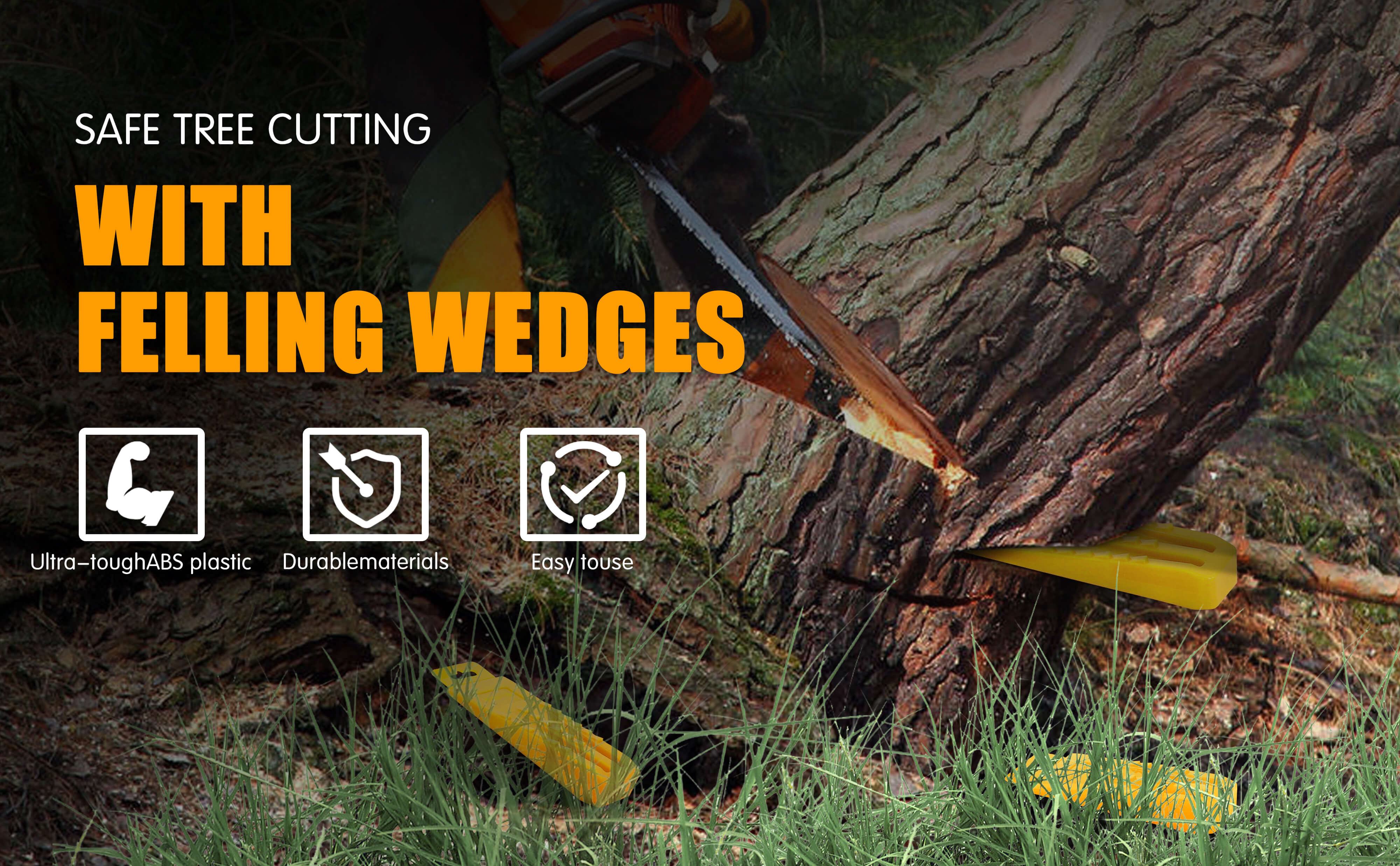 NEO-TEC 6 Pack Tree Felling Wedges with Spikes for Safe Tree Cutting 5.5"