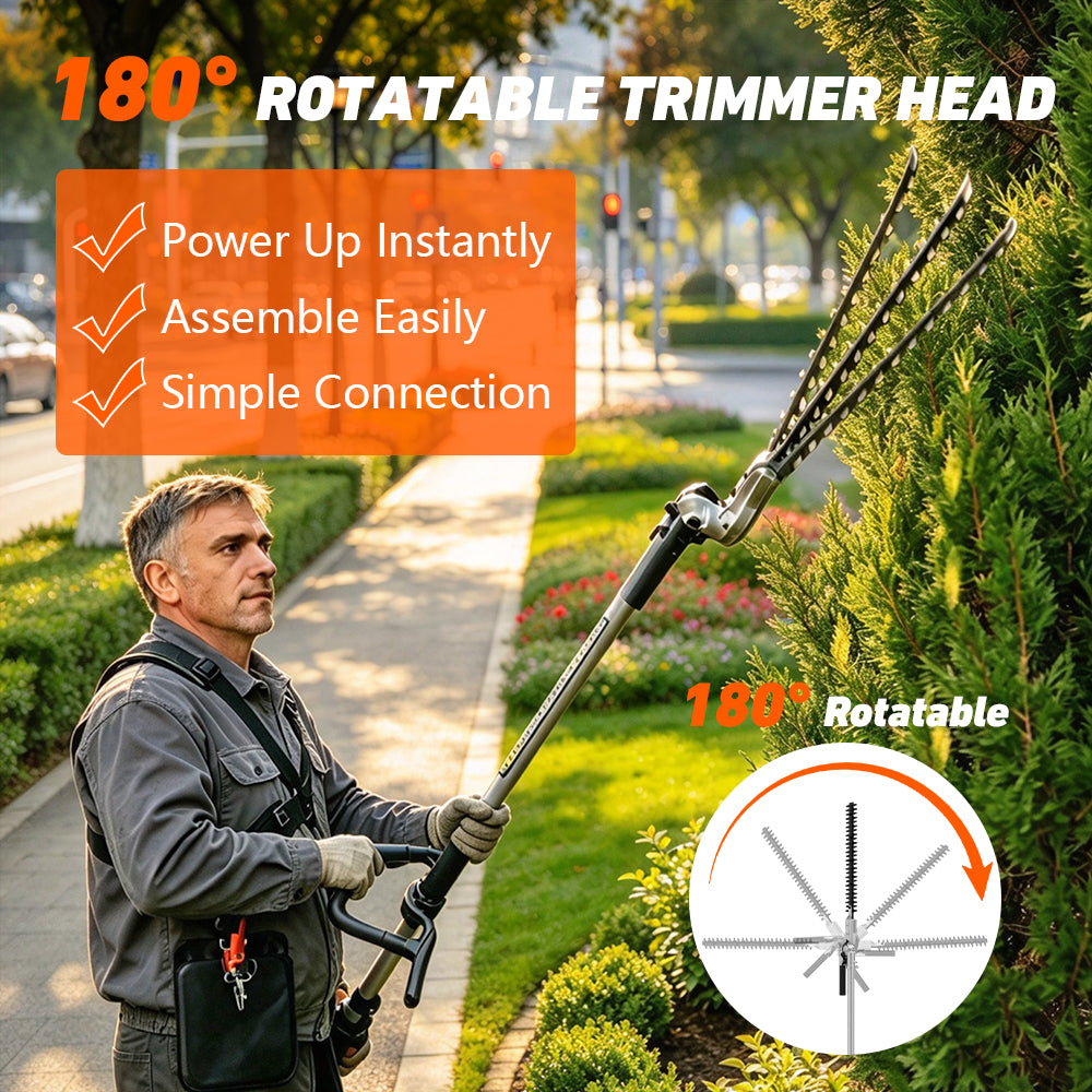 NEO-TEC 52CC 2-Stroke Gas Powered 6-in-1 Multi-Functional Weed Eater & Trimmer Combo Kit - Includes Grass Trimmer, Brush Cutter, Hedge Trimmer, Pole Saw, Blade BC520-6NT