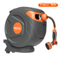 NEOTEC Retractable Garden Hose Reel 1/2 inch x 85ft 9 Pattern Nozzle Wall-Mounted Any Length Lock Automatic Return G251225