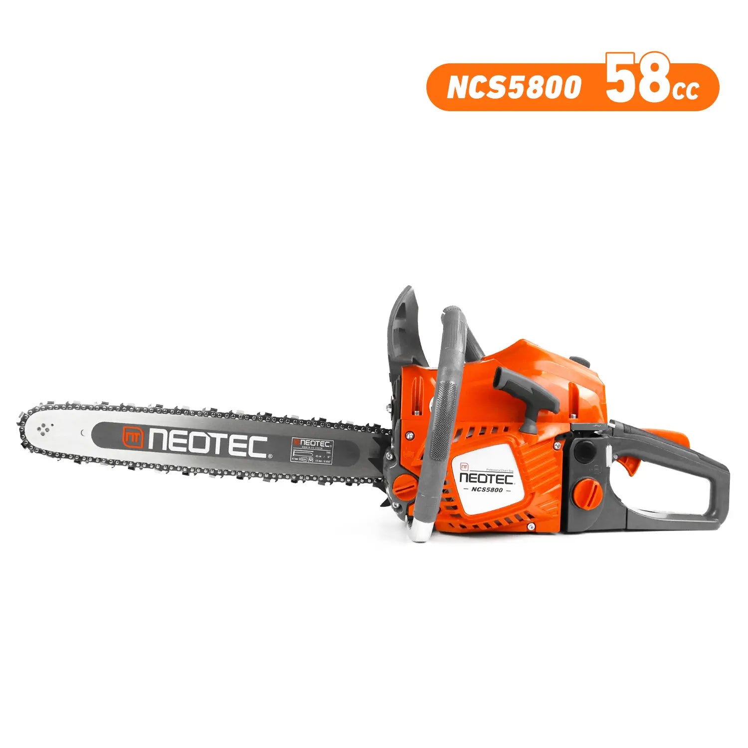 NEOTEC NCS5800 58CC Gas Chainsaw 18" & 20" Bar Easy Start for Tree Trimming & Wood Cutting