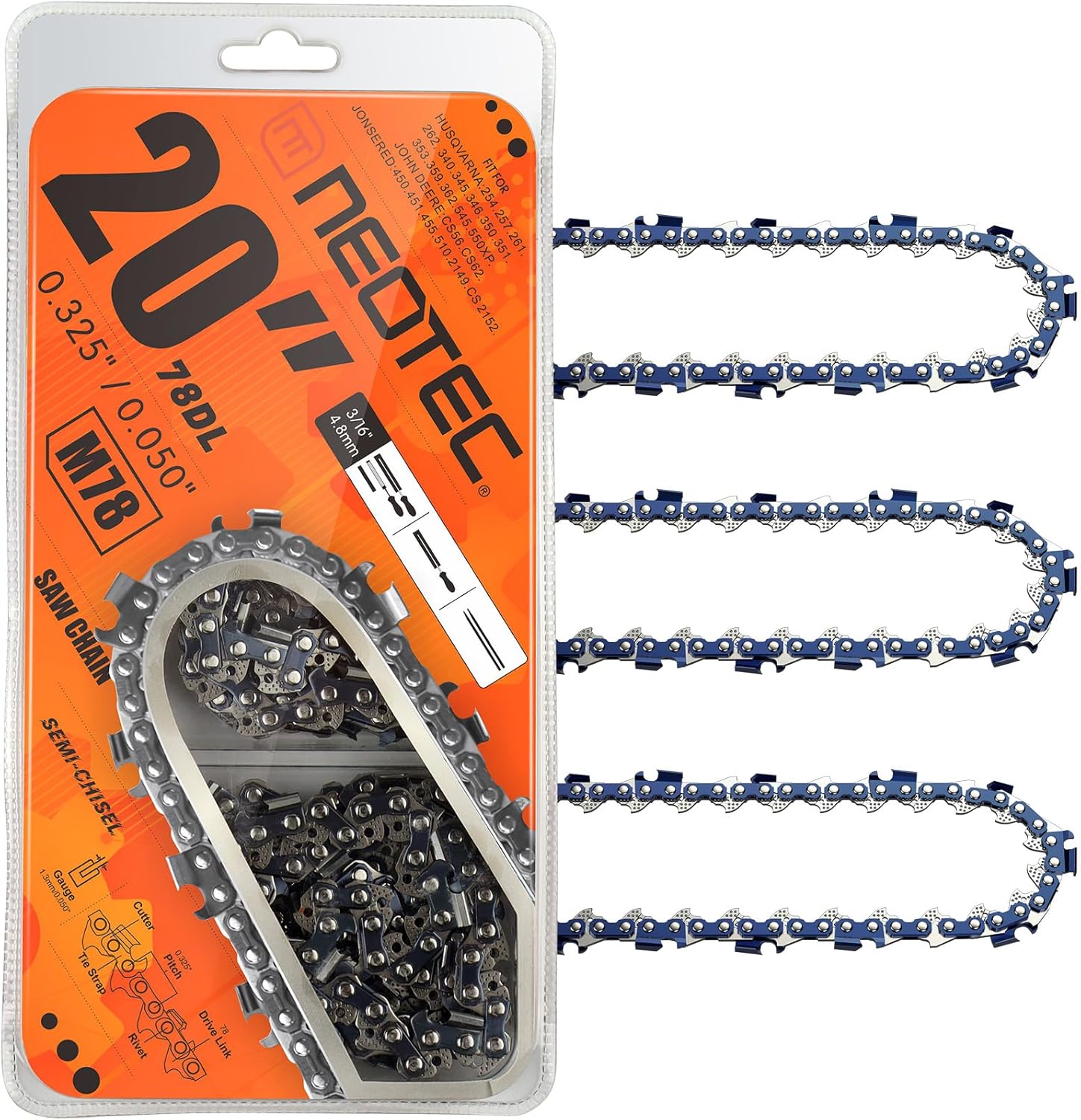 neotec 20" Pro Chainsaw Chain 325 .050 Gauge 78DL Husqvarna Compatible