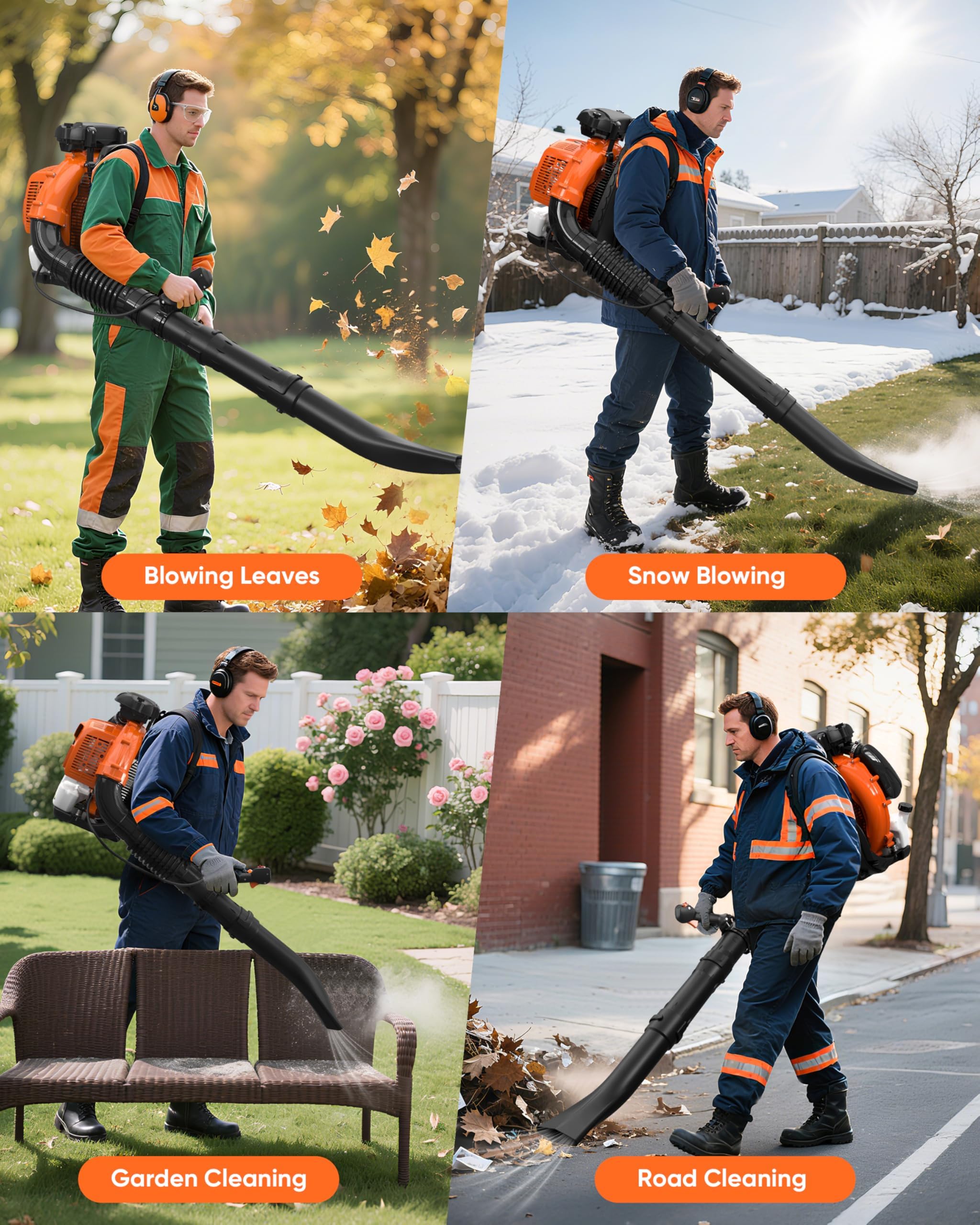 NEO-TEC 75.6CC Gas Backpack Leaf Blower 847CFM 236MPH 2-Cycle Powerful with Low Vibration Ergonomic Harness System