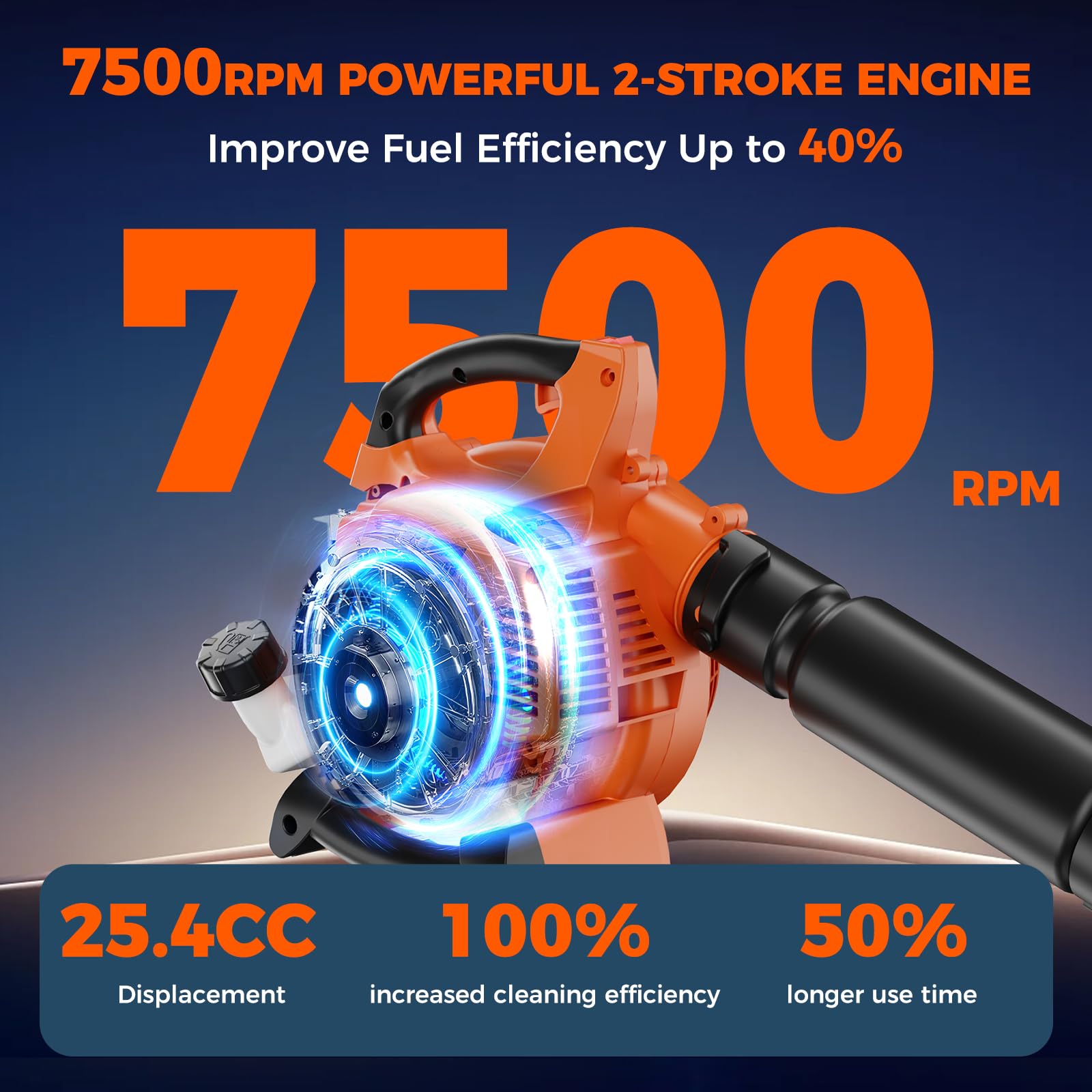 NEOTEC 3-in-1 Leaf Vacuum with Bag and Leaf Mulcher, Gas Leaf Blower – 25.4cc 180 MPH 432 CFM Handheld Blower