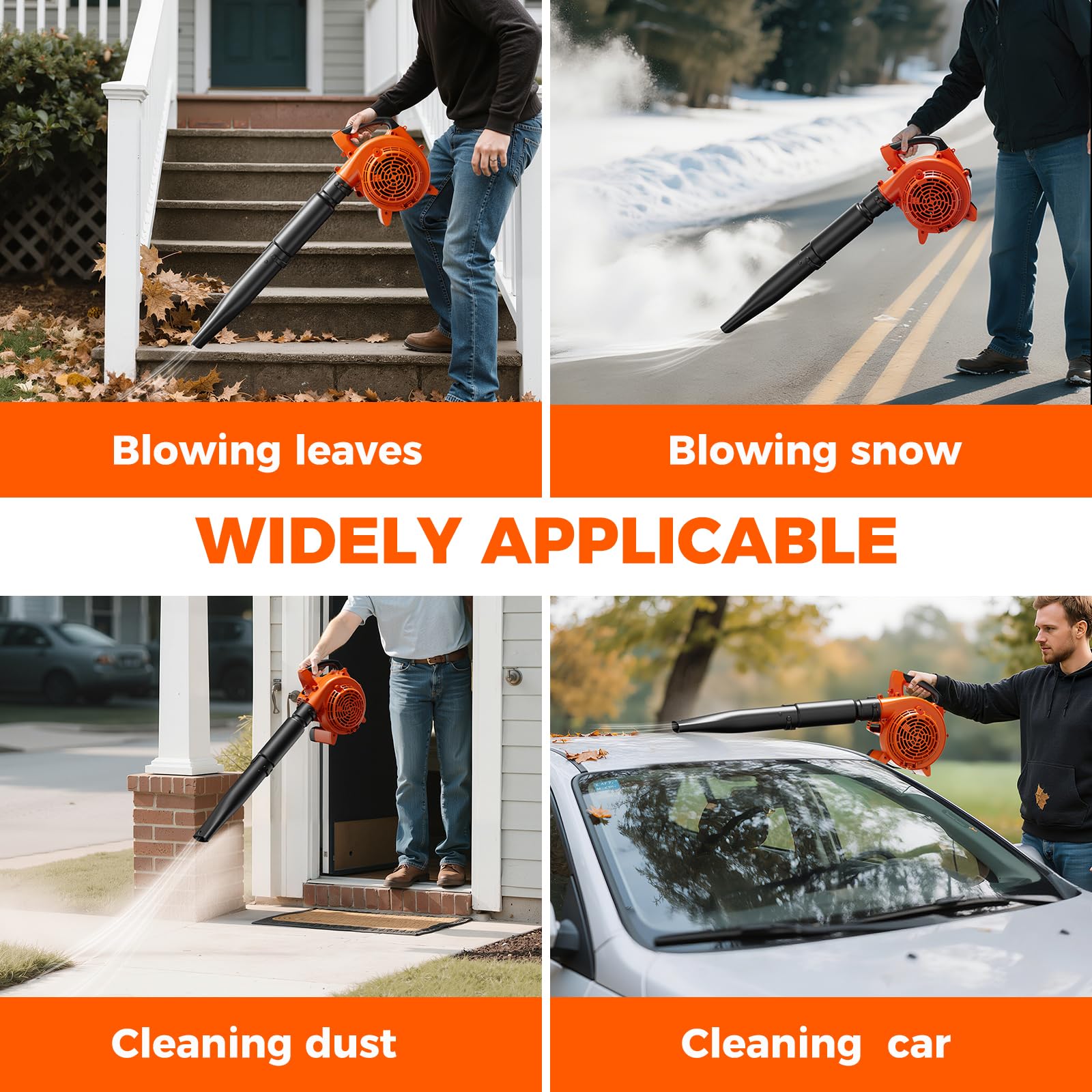 NEOTEC 3-in-1 Leaf Vacuum with Bag and Leaf Mulcher, Gas Leaf Blower – 25.4cc 180 MPH 432 CFM Handheld Blower
