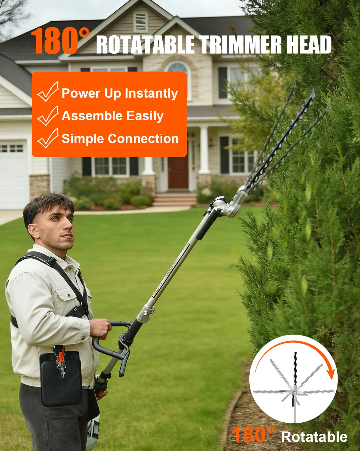 NEO-TEC 52CC 2-Stroke Gas Powered 5-in-1 Multi-Functional Weed Eater & Trimmer Combo Kit - Includes Grass Trimmer, Brush Cutter, Hedge Trimmer, Pole Saw, Blade BC520-5NT