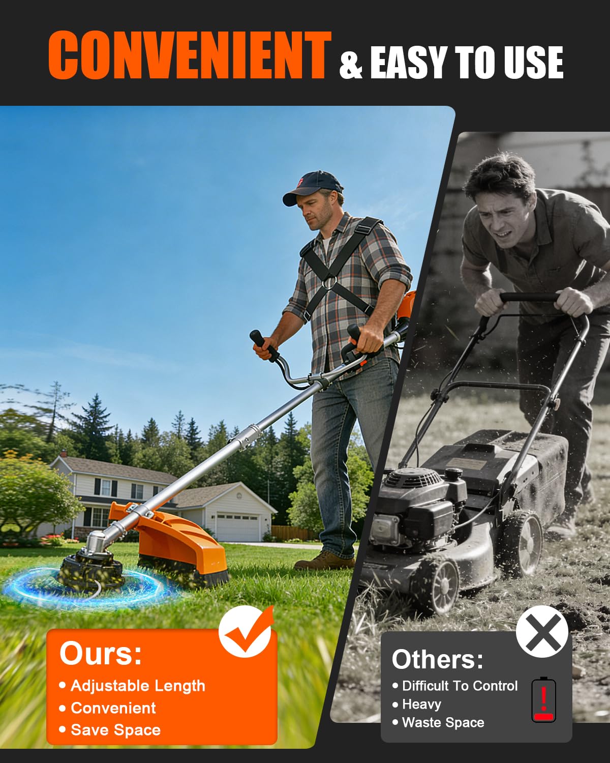 NEO-TEC Gas-Weed-Wacker, 52CC Weed Eater Gas Powered, 2-Cycle Gas String Trimmers for Weeds and Grass BC520-2NT
