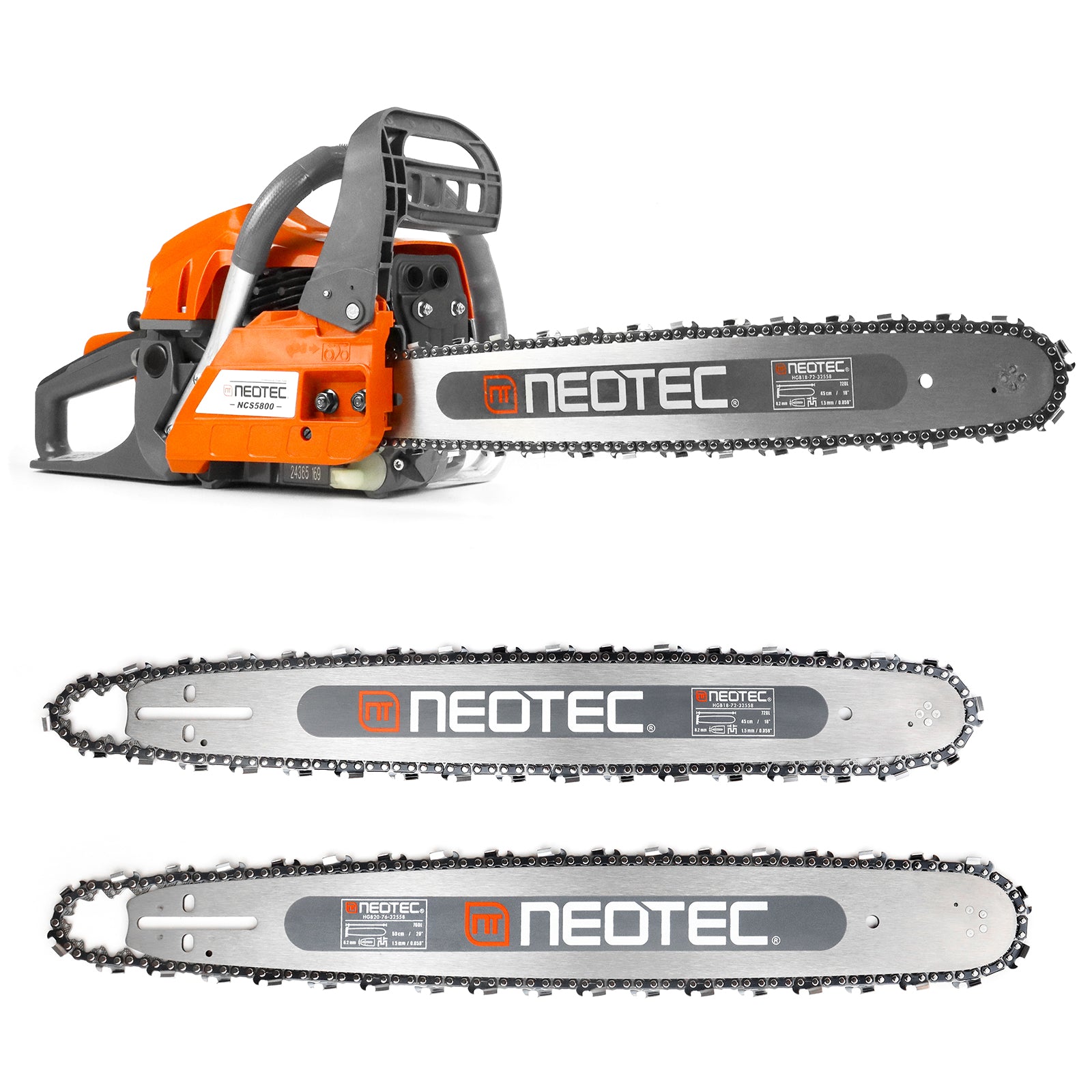 NEO-TEC Gas Chainsaw NCS5800 heavy-duty 58cc chainsaw for storm cleanup