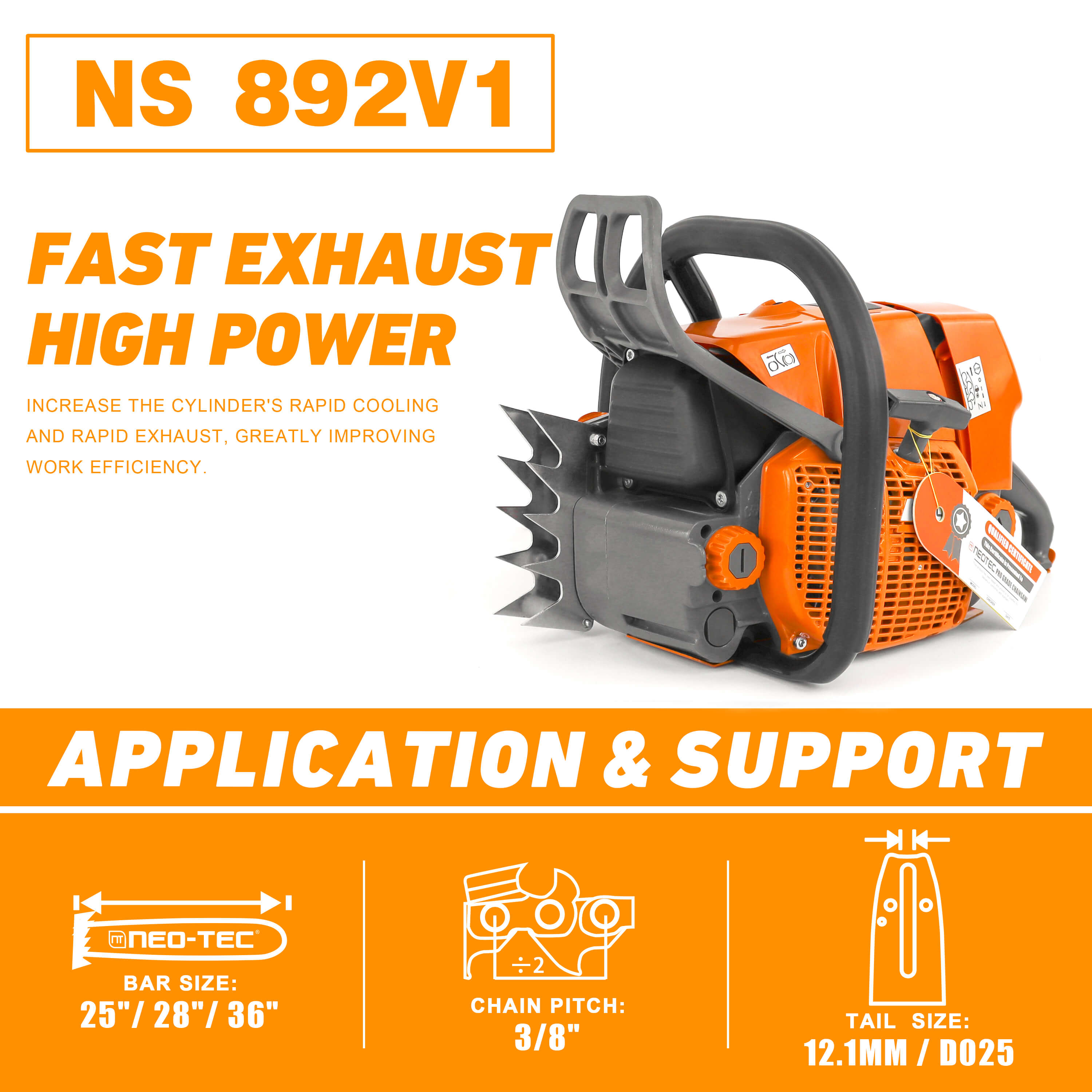 Neo-tec Chainsaw NS892V 92cc 42 36in 25 36 42 inch Gas Chainsaw U.S. STOCK - NEOTEC CHAINSAW