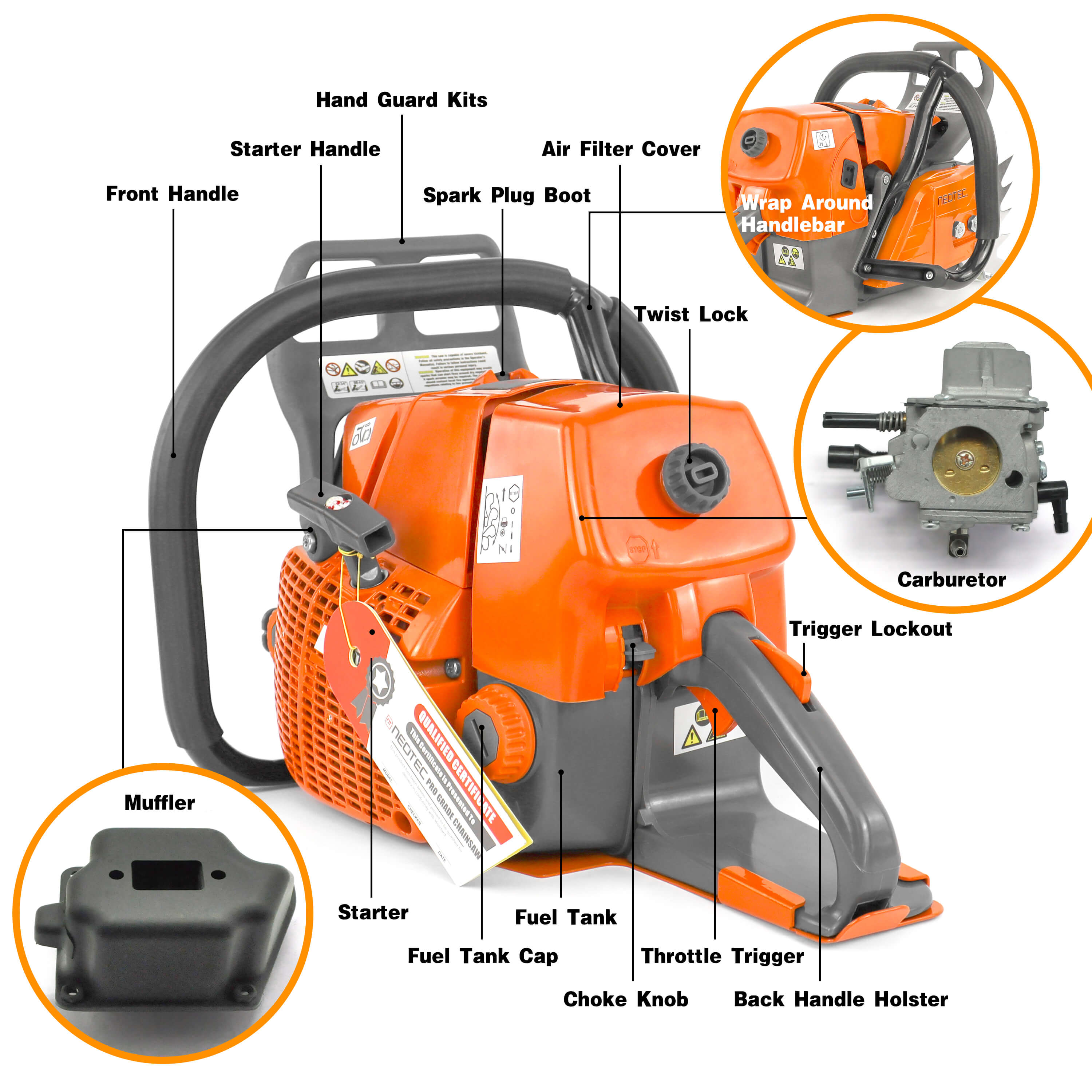Neo-tec Chainsaw NS892V 92cc 42 36in 25 36 42 inch Gas Chainsaw U.S. STOCK - NEOTEC CHAINSAW