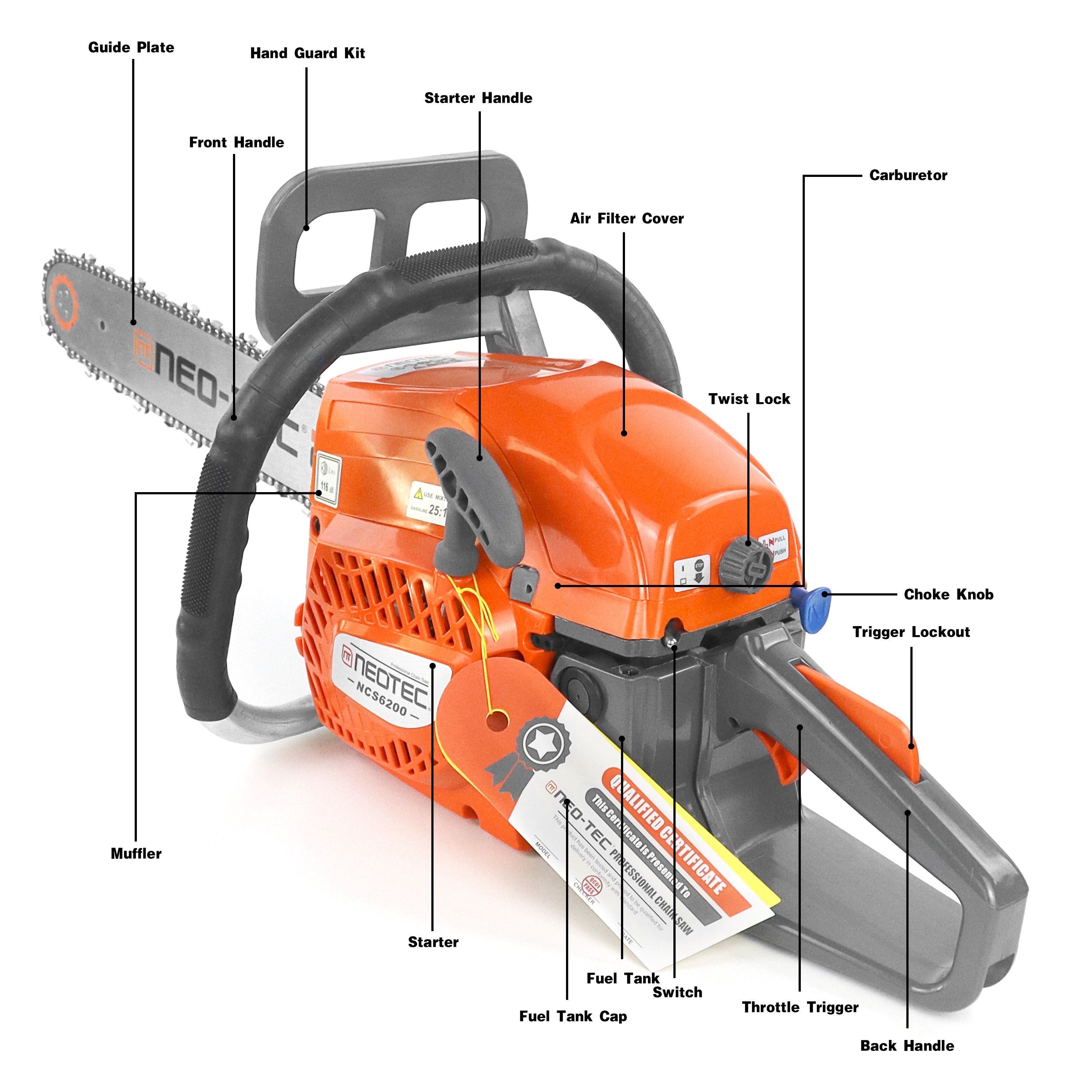 Neo-tec NCS6200 20 Inch Chainsaw 62 60CC Power Chinese Chainsaw Gas - NEOTEC CHAINSAW