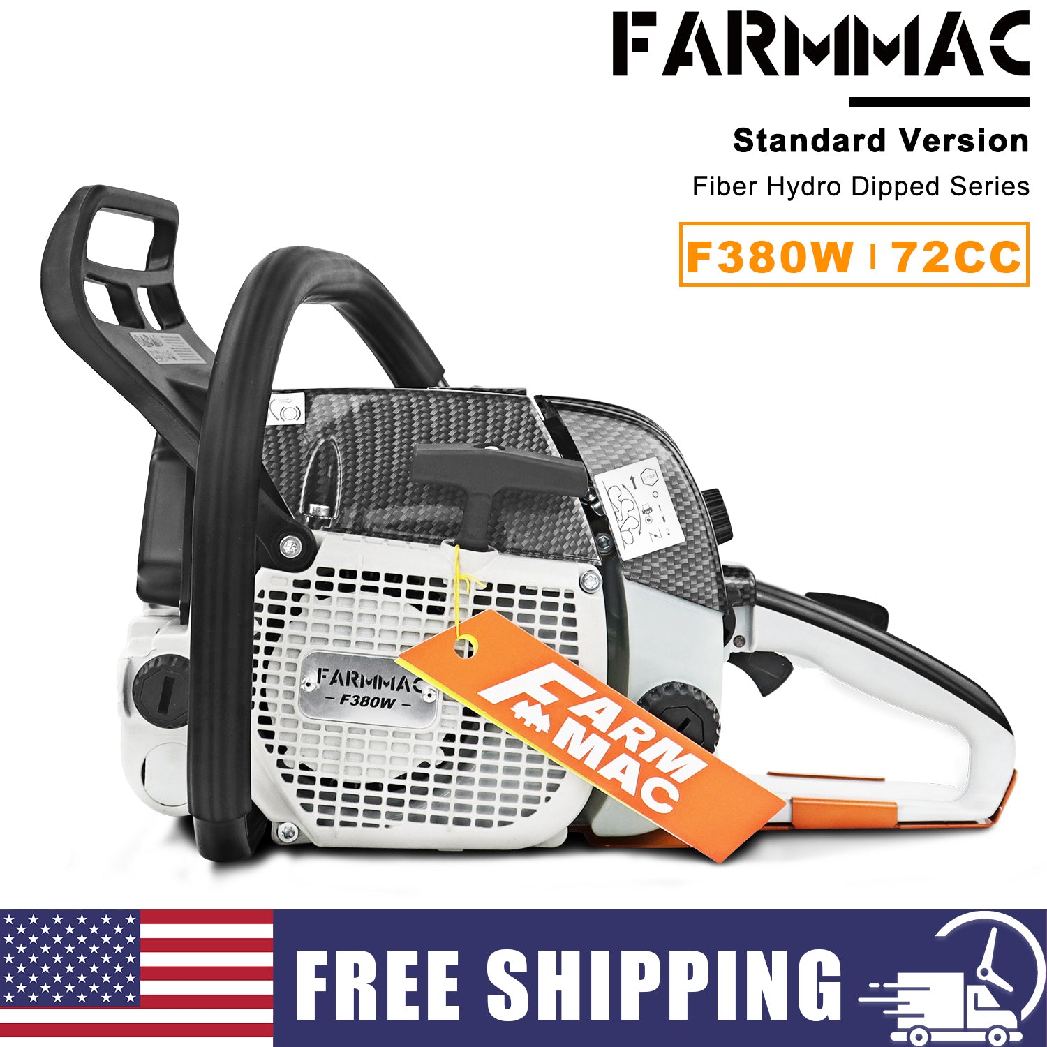 Gas Chainsaw FARMMAC F380W 72 70cc 24in 28 25 24 inch Farmtech Chainsaw U.S. STOCK - NEOTEC CHAINSAW
