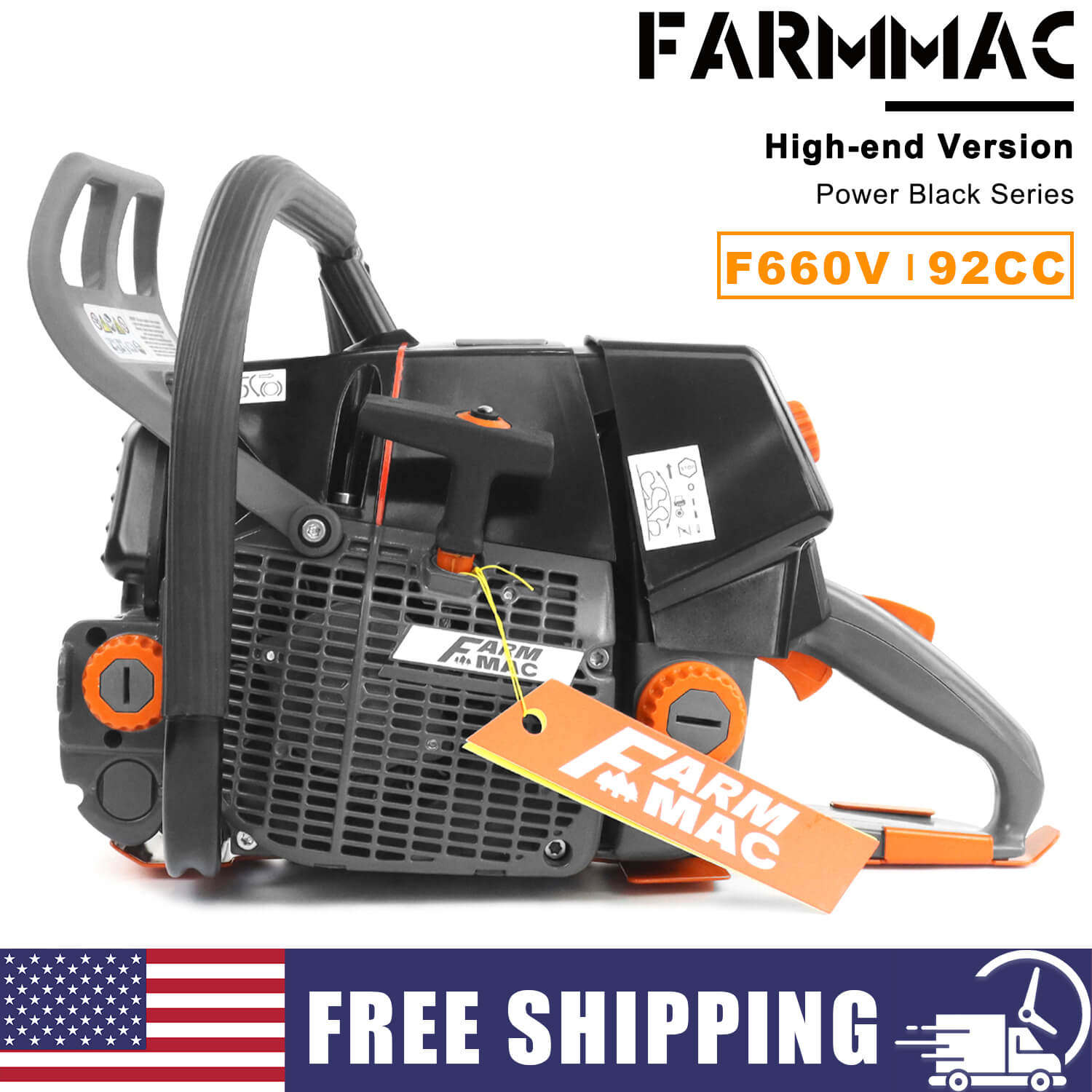 Gas Chainsaw FARMMAC F660V 92 90cc 24 28 36 inch Chainsaw for Milling U.S. STOCK - NEOTEC CHAINSAW