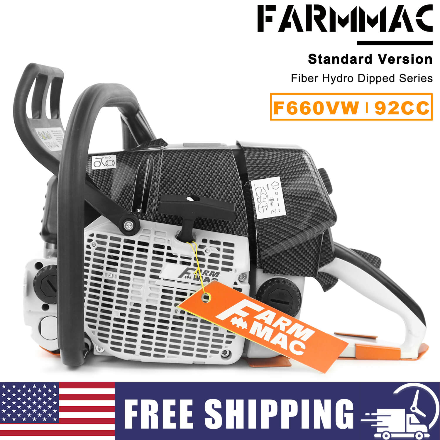 Gas Chainsaw FARMMAC F660VW 92 90cc 24in 36 42 inch Chainsaw U.S. STOCK - NEOTEC CHAINSAW