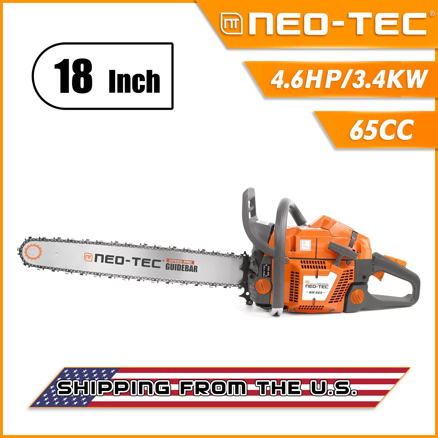Neo-tec Chainsaw NH865 65cc 24in 22 20 inch Best Faemtech Gas Chainsaws U.S. STOCK - NEOTEC CHAINSAW