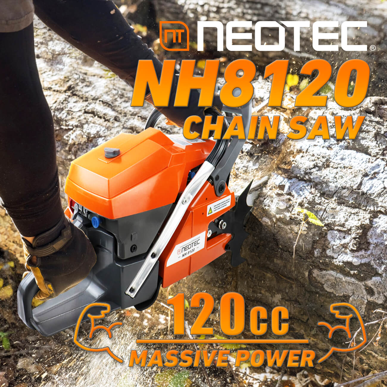 Neo-tec Chainsaw NH8120 120cc 36in Gas Chainsaw for Heavy-Duty Use