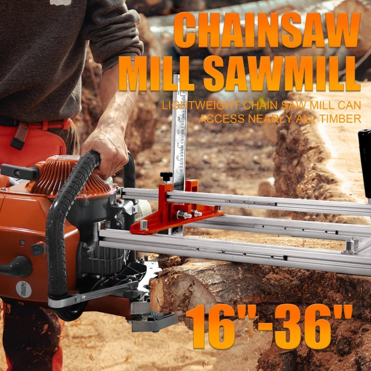 Portable Chainsaw Mill 36 Inches,Planking Milling Lumber For 16" 26” 36" Chainsaw Bar With 4 Pack 8'' Felling Wedges U.S. STOCK