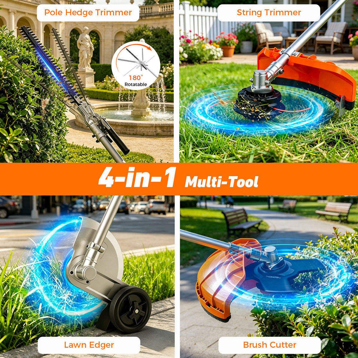 NEOTEC 26cc 4 in 1 String Trimmer/Edger, Pole Saw, Hedge Trimmer and Brush Cutter Blade BC260E-JS