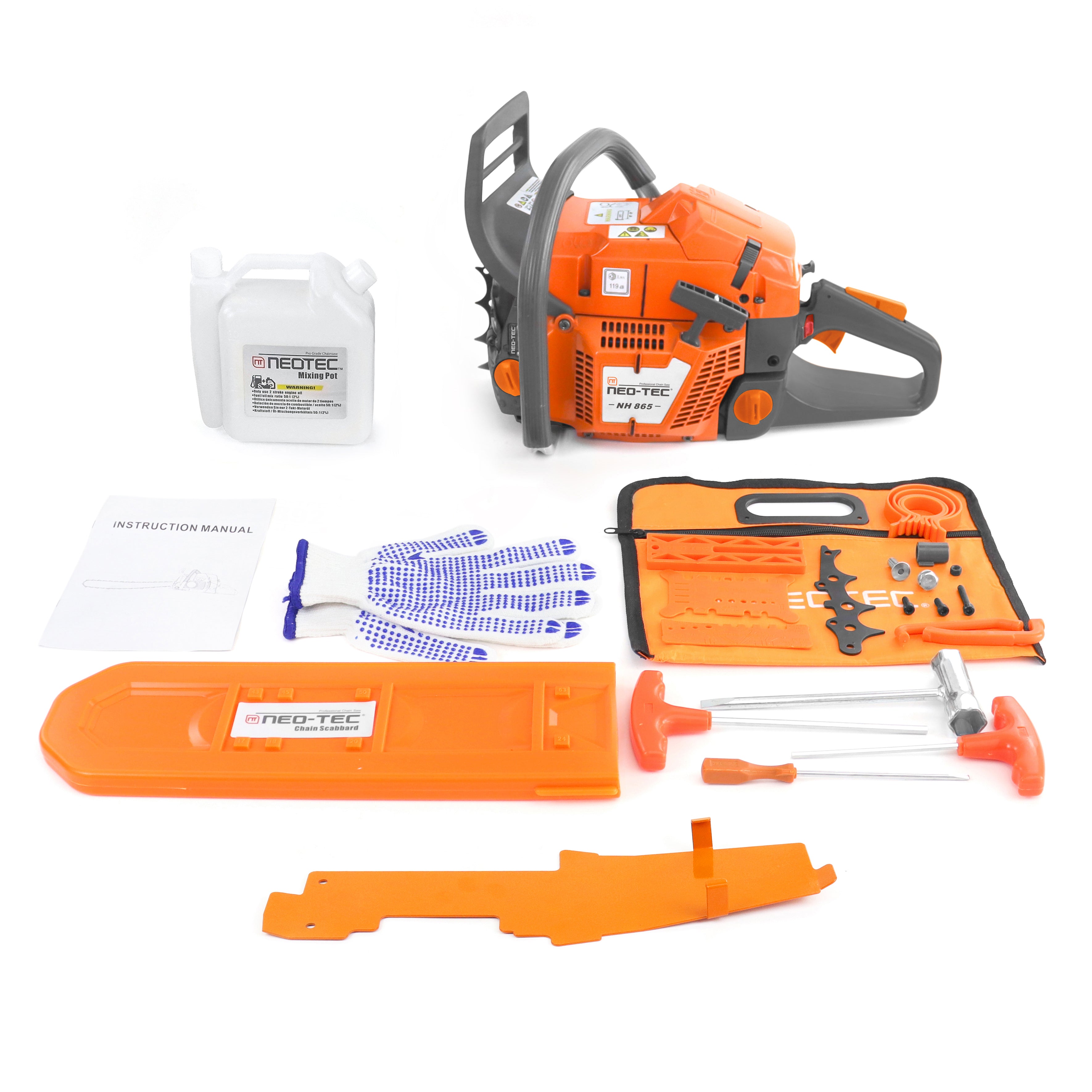 NEOTEC Gas Chainsaw NH865 65cc logging chainsaw with anti-vibration handle