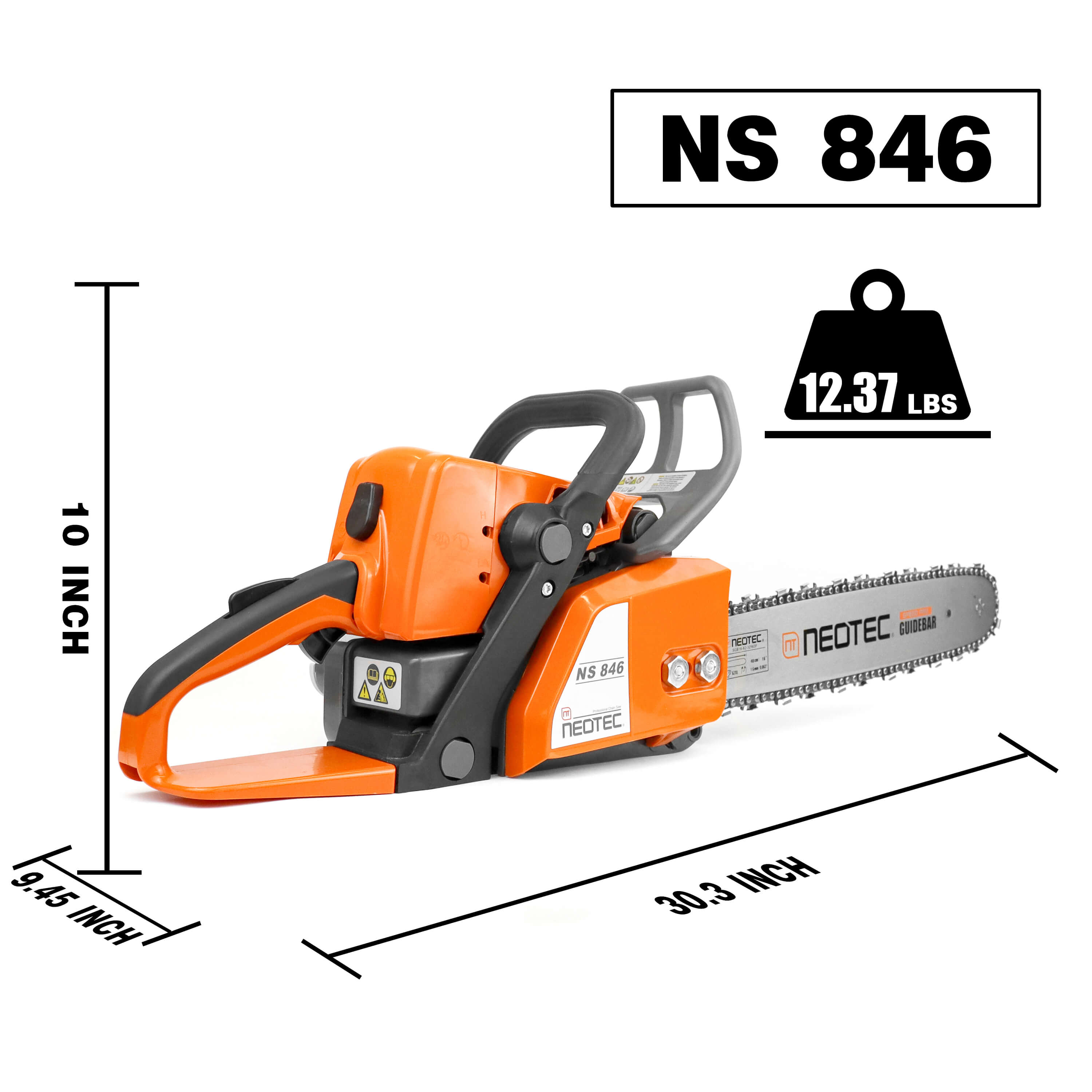 NEOTEC Gas Chainsaw NS846 45.4cc chainsaw power-to-weight ratio analysis