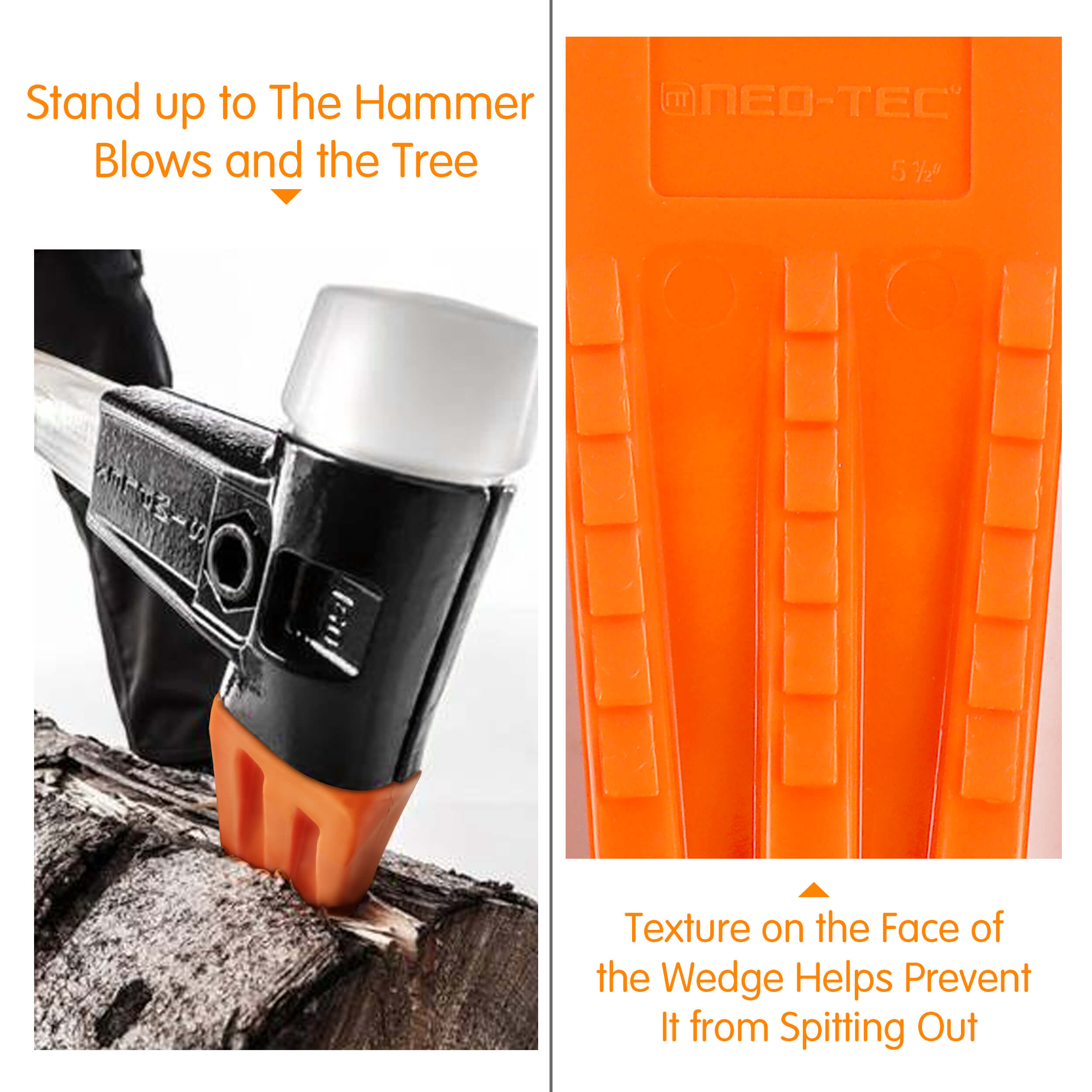 NEO-TEC 6 Pack Tree Felling Wedges with Spikes for Safe Tree Cutting 5.5"+8"+10"