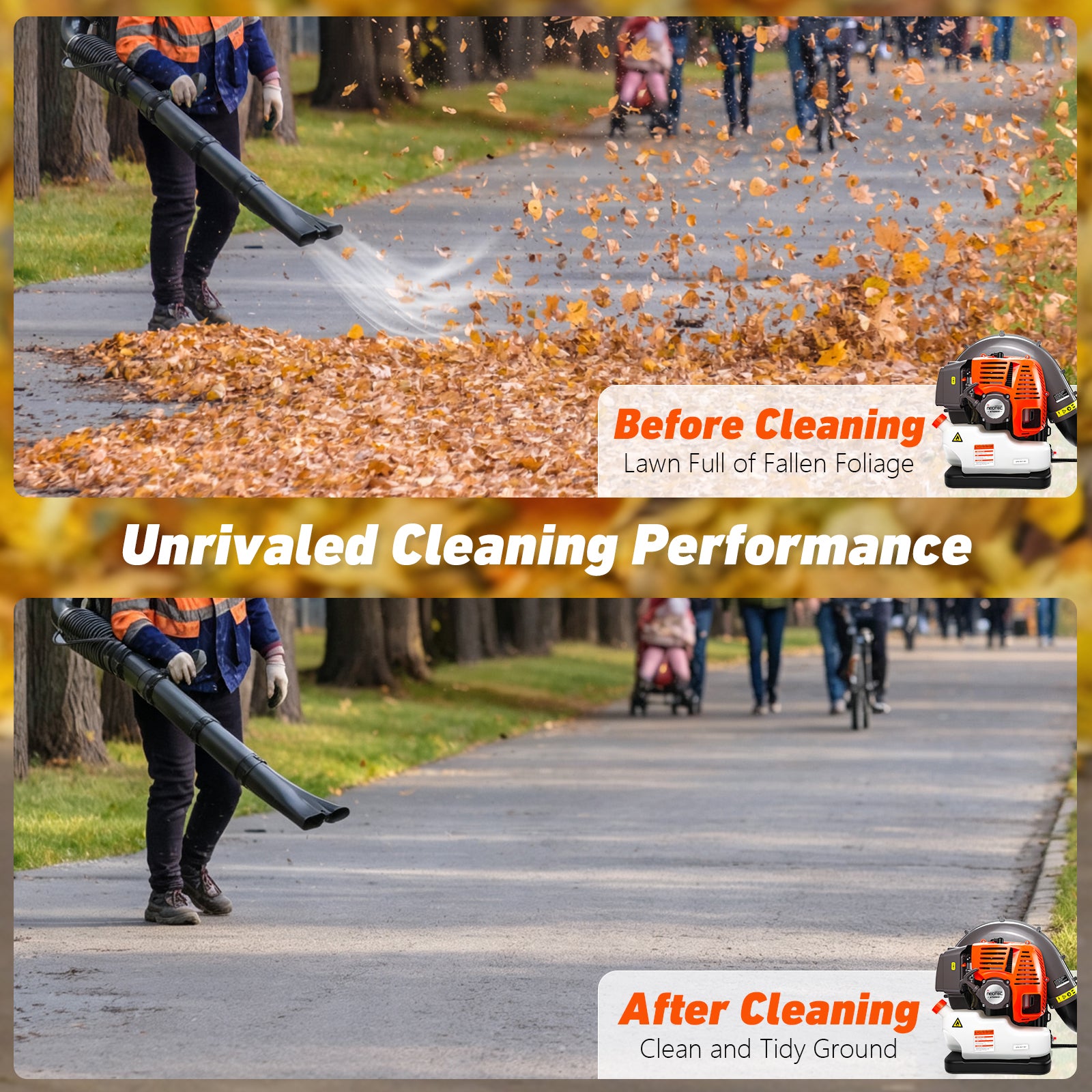 Gas Backpack Leaf Blower 79.4cc 2-Stroke, 984CFM 194MPH Anti-Vibration for Wet Leaves, Yard & Snow Cleanup
