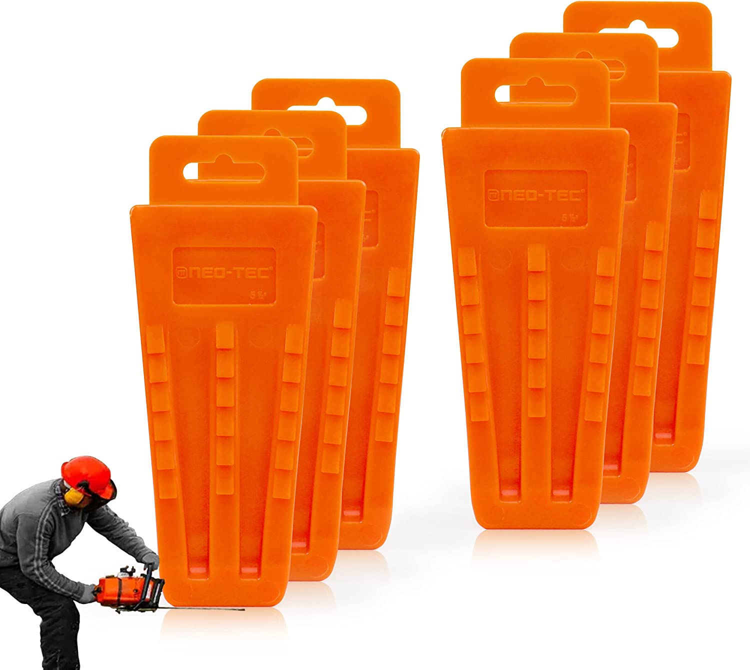 NEO-TEC 6 Pack Tree Felling Wedges with Spikes for Safe Tree Cutting 5.5"