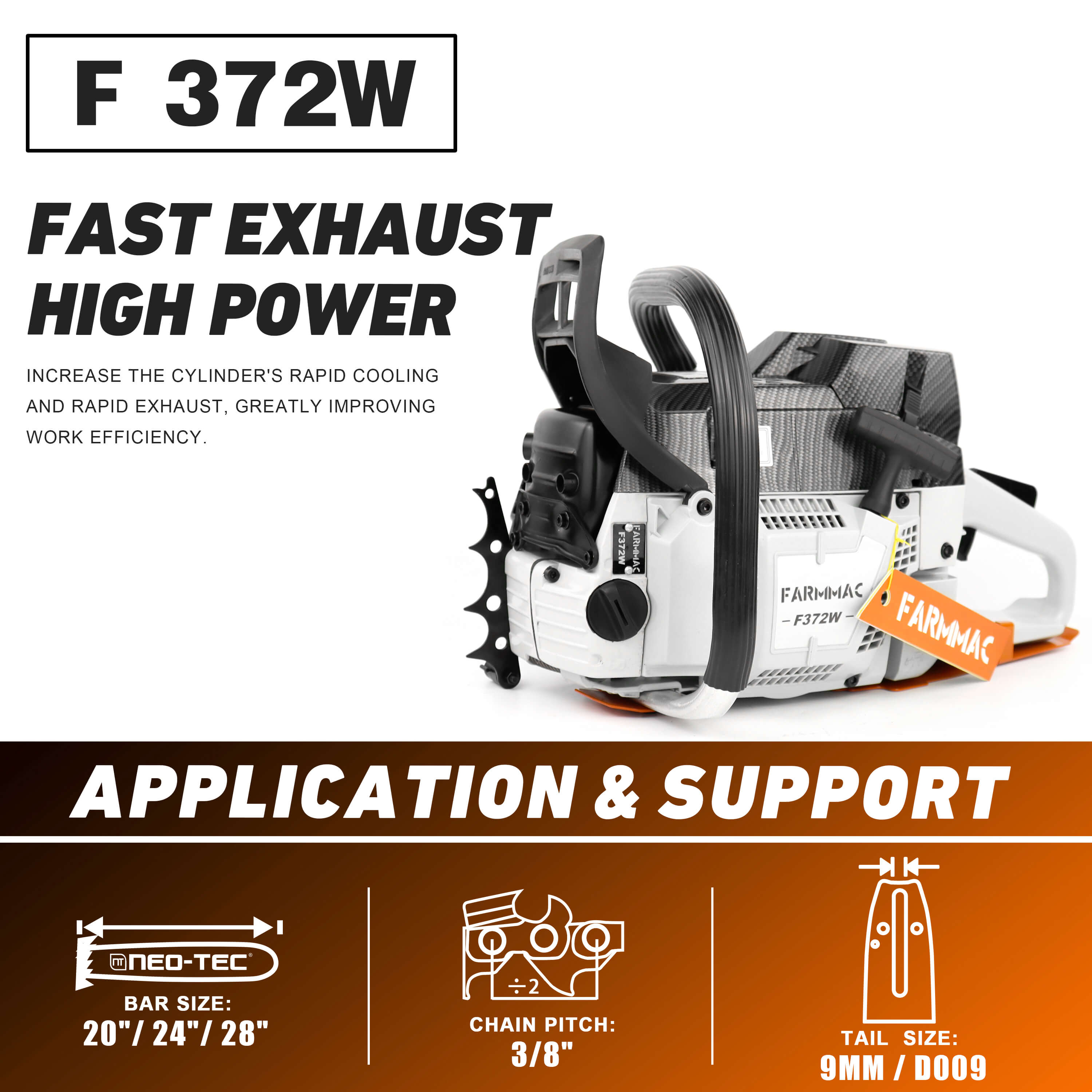 FARMMAC Gas Chainsaw F372W best 71cc chainsaw for storm fallen trees