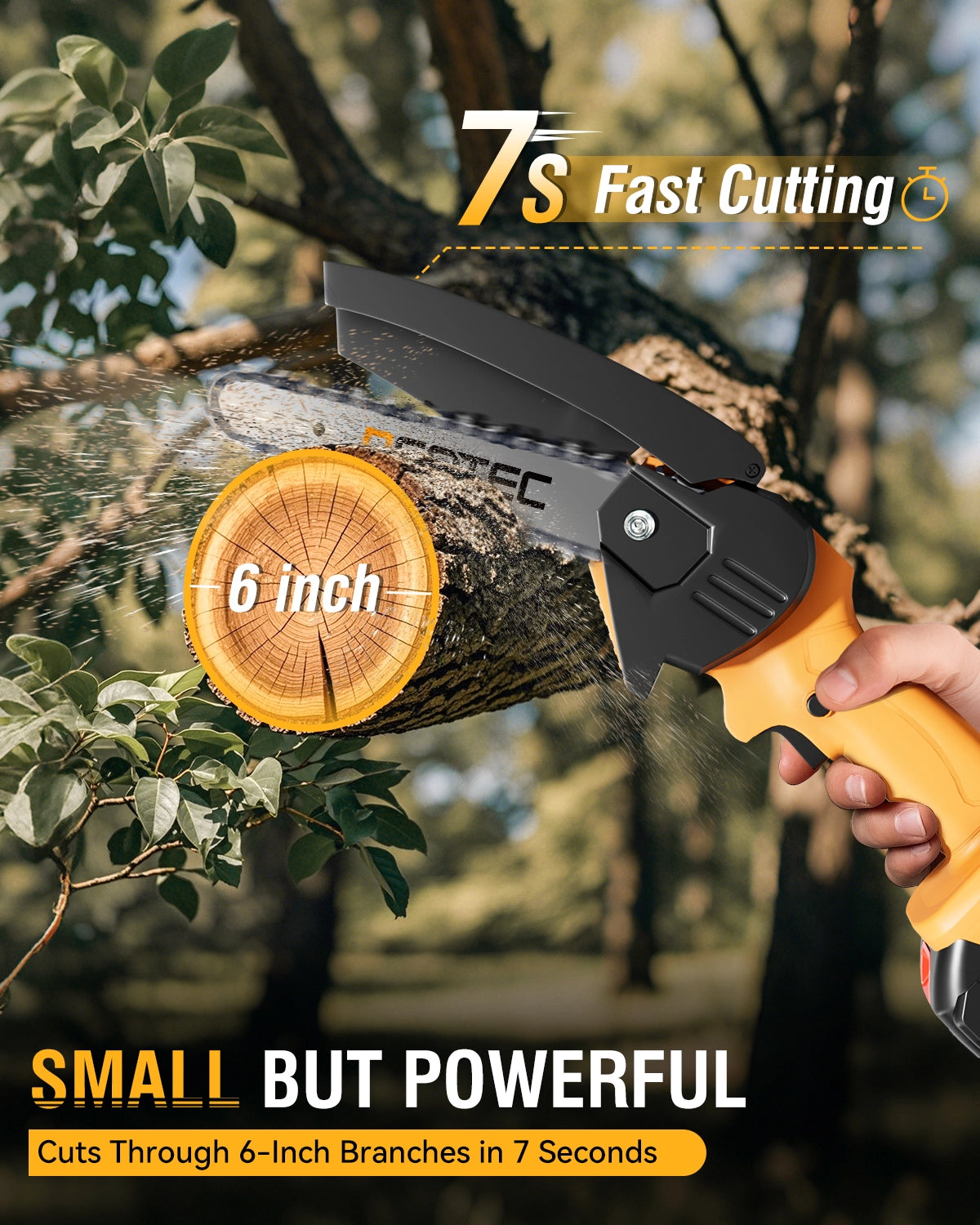 Mini Chainsaw Cordless 6-inch, NEOTEC Handheld Electric Chainsaw