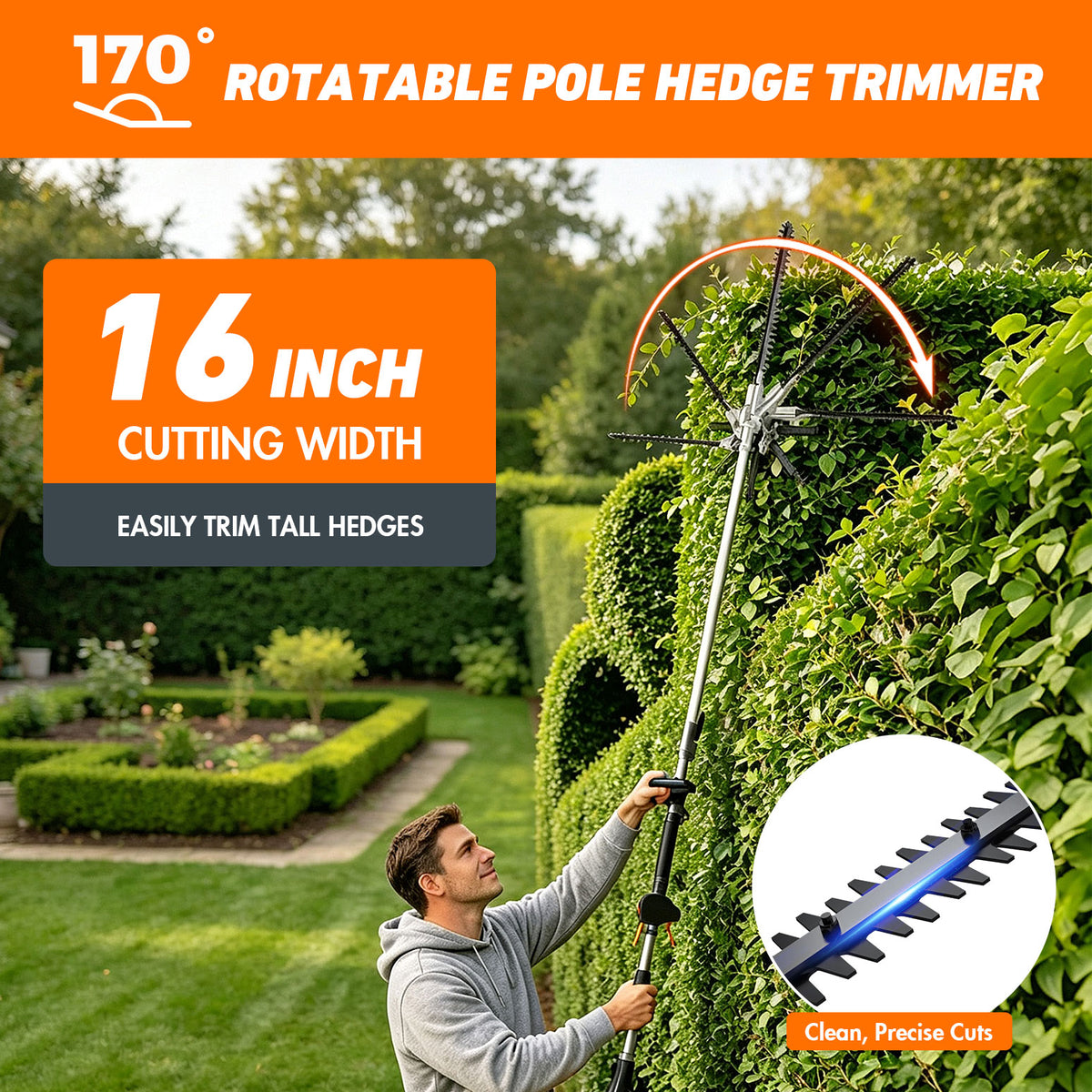 NEOTEC 26cc 4 in 1 String Trimmer/Edger, Pole Saw, Hedge Trimmer and Brush Cutter Blade BC260E-JS