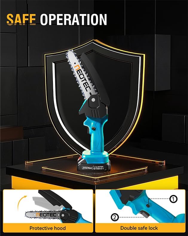 NEO-TEC 6 Inch Mini Chainsaw Cordless with 2 Batteries + 3 Chains + 2 Bars