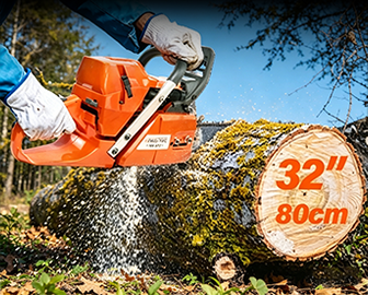 32''/80cm max cutting capacity, perfect for professional logging tasks.