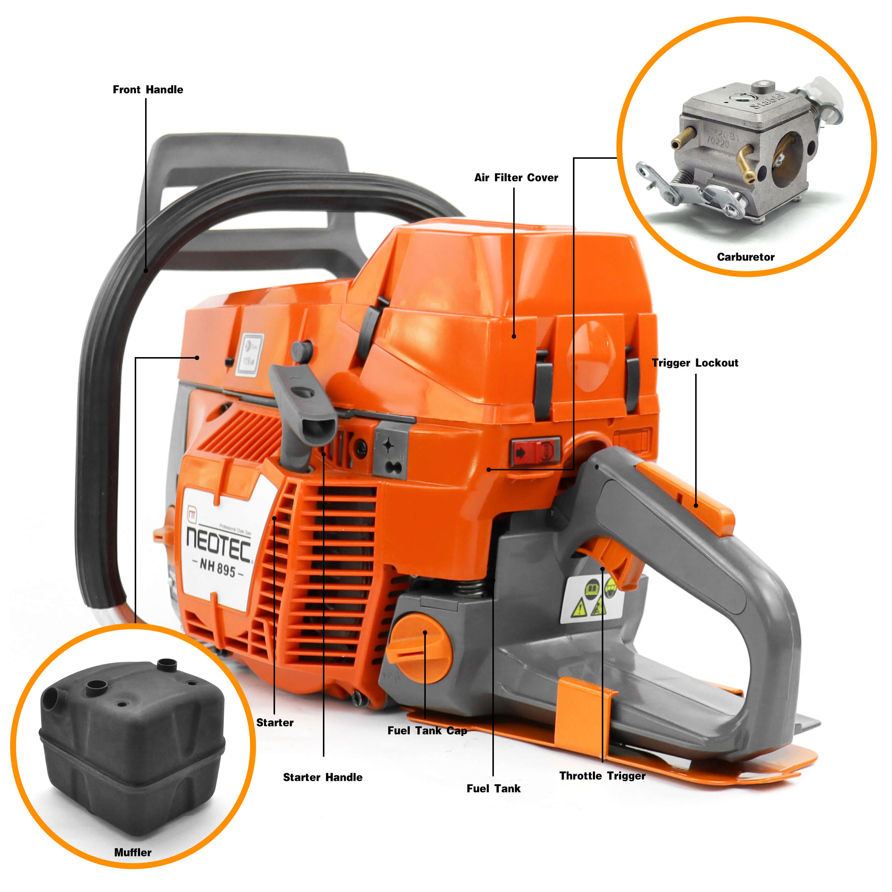 Neo-tec Chiansaw NH895 95 94cc 24 28 36 42in Gas Chainsaw