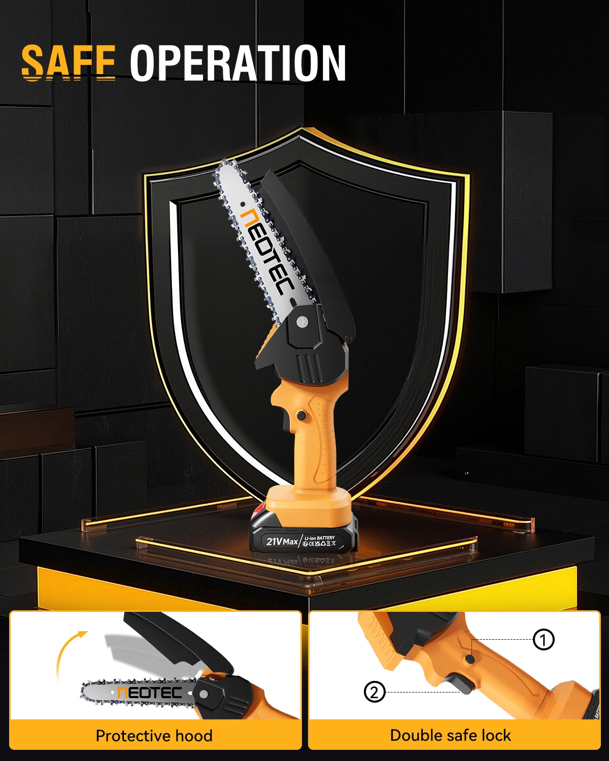 Mini Chainsaw Cordless 6-inch, NEOTEC Handheld Electric Chainsaw
