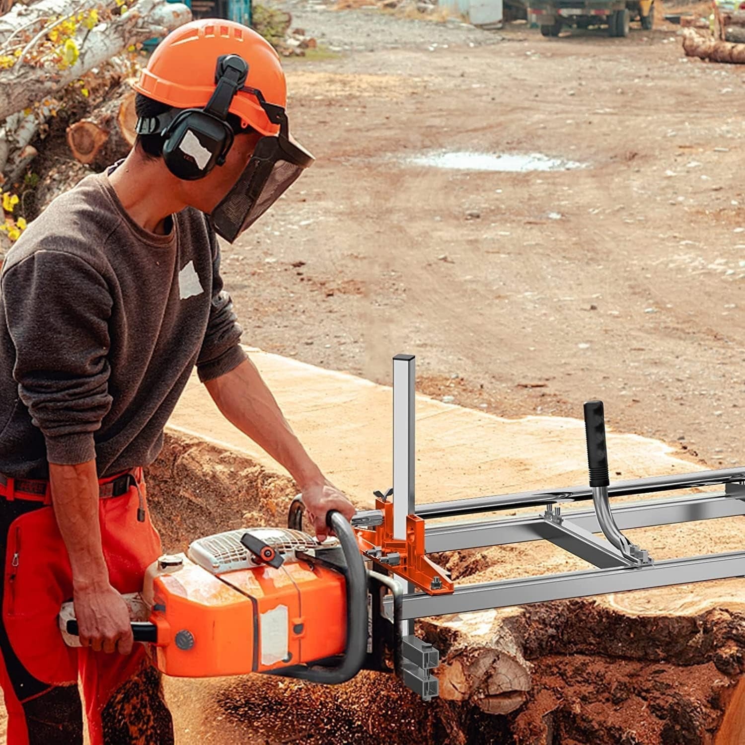 Portable Chainsaw Mill 36 Inches,Planking Milling Lumber For 16" 26” 36" Chainsaw Bar With 4 Pack 8'' Felling Wedges U.S. STOCK