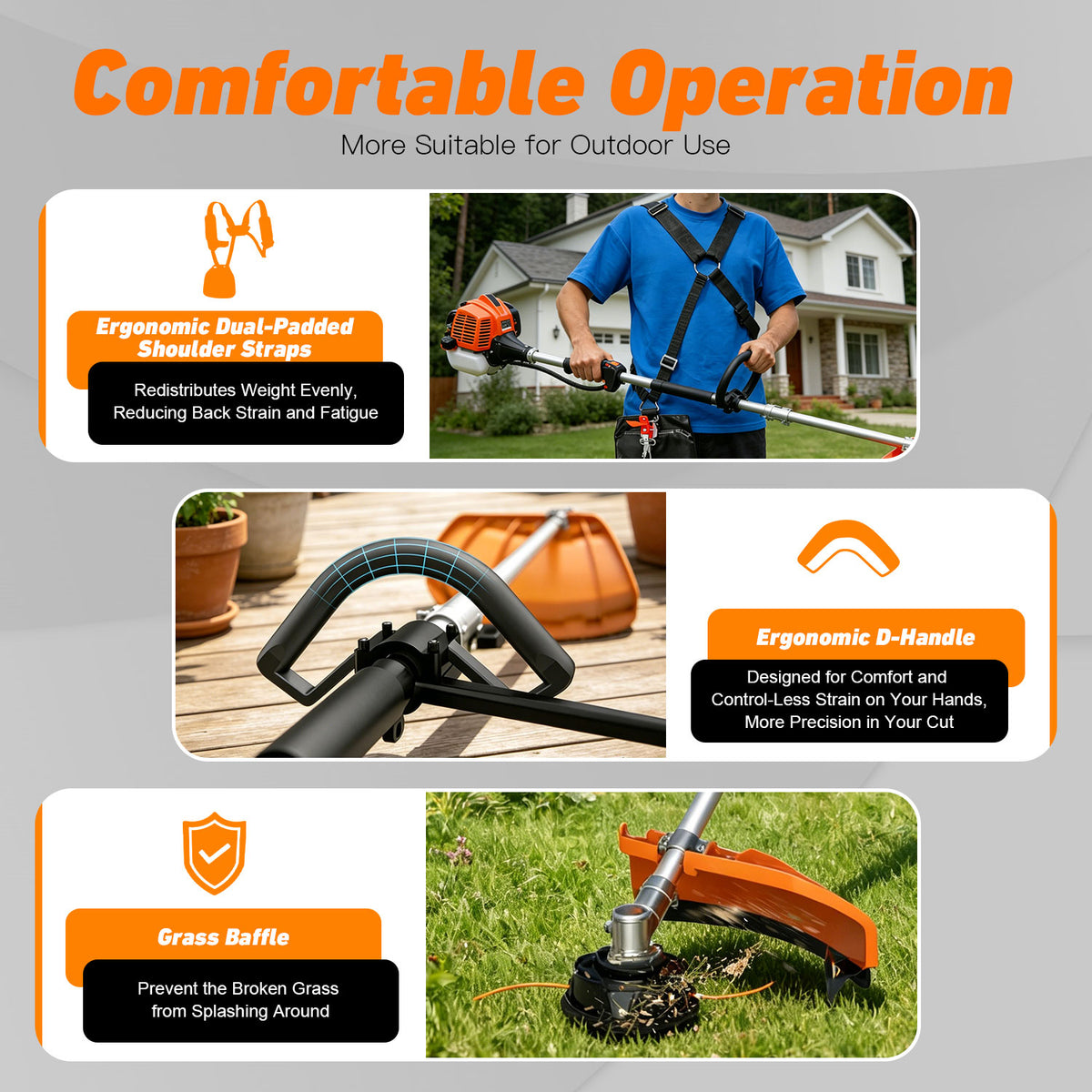 NEOTEC 26cc 4 in 1 String Trimmer/Edger, Pole Saw, Hedge Trimmer and Brush Cutter Blade BC260E-JS