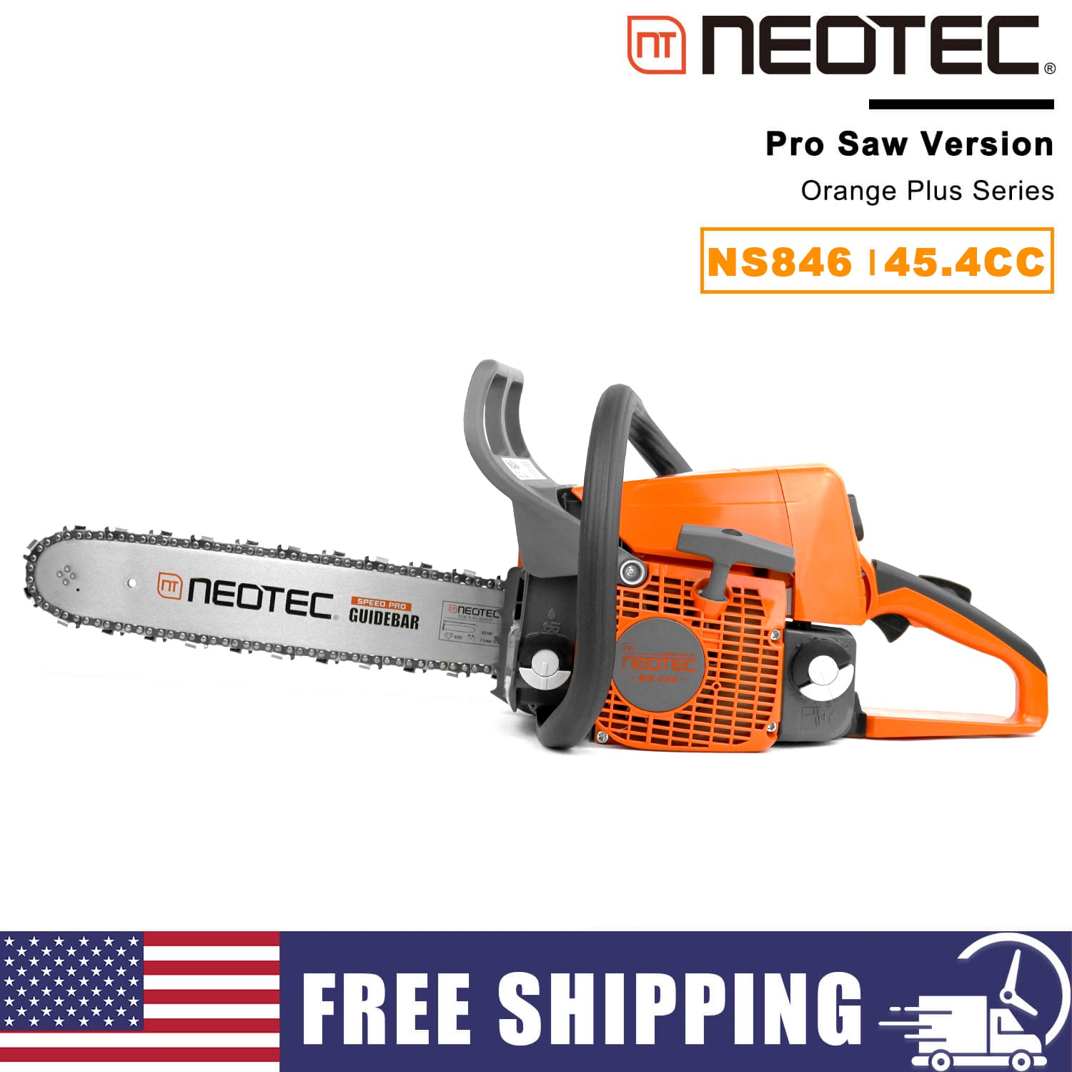 Neo-tec NS846 45cc Gas Chainsaw with 16 inch Chainsaw Bar and Chain