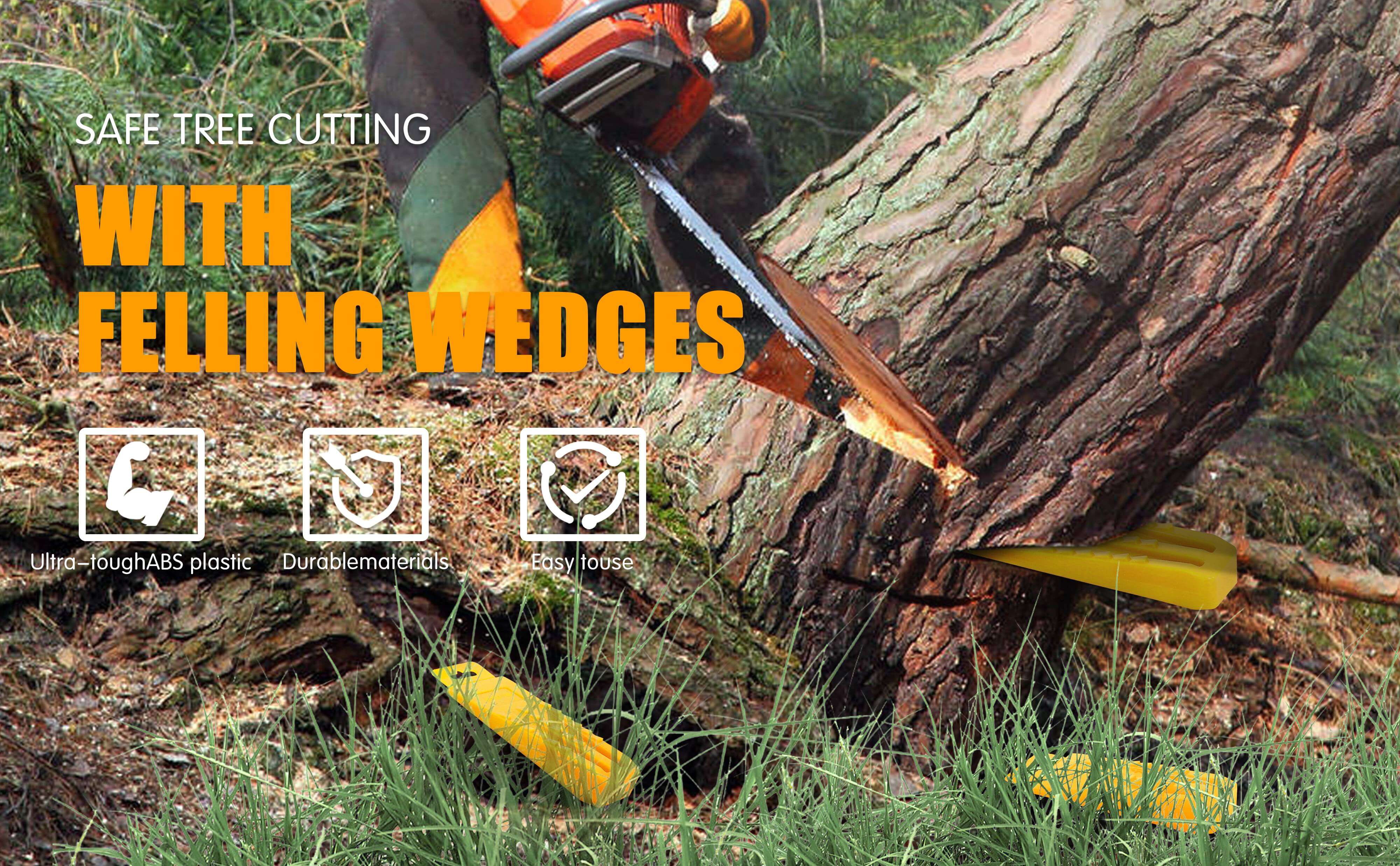 NEO-TEC 6 Pack Tree Felling Wedges with Spikes for Safe Tree Cutting 5.5"