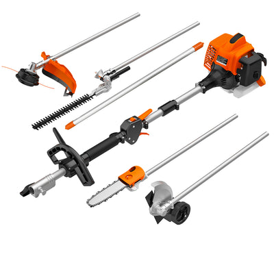 NEOTEC 26cc 6 in 1 Multi Functional Combo Kit, 2 Cycle Gas Powered Hedge Trimmer, Weed Eater Wacker, String Trimmer, Brush Cutter, Edger with 3.3FT Extension Rod BC260E-6