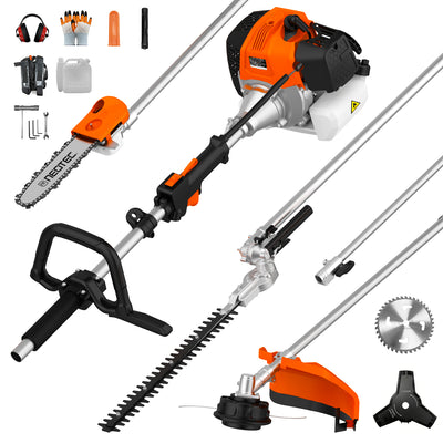 NEO-TEC 52CC 2-Stroke Gas Powered 6-in-1 Multi-Functional Weed Eater & Trimmer Combo Kit - Includes Grass Trimmer, Brush Cutter, Hedge Trimmer, Pole Saw, Blade BC520-6NT