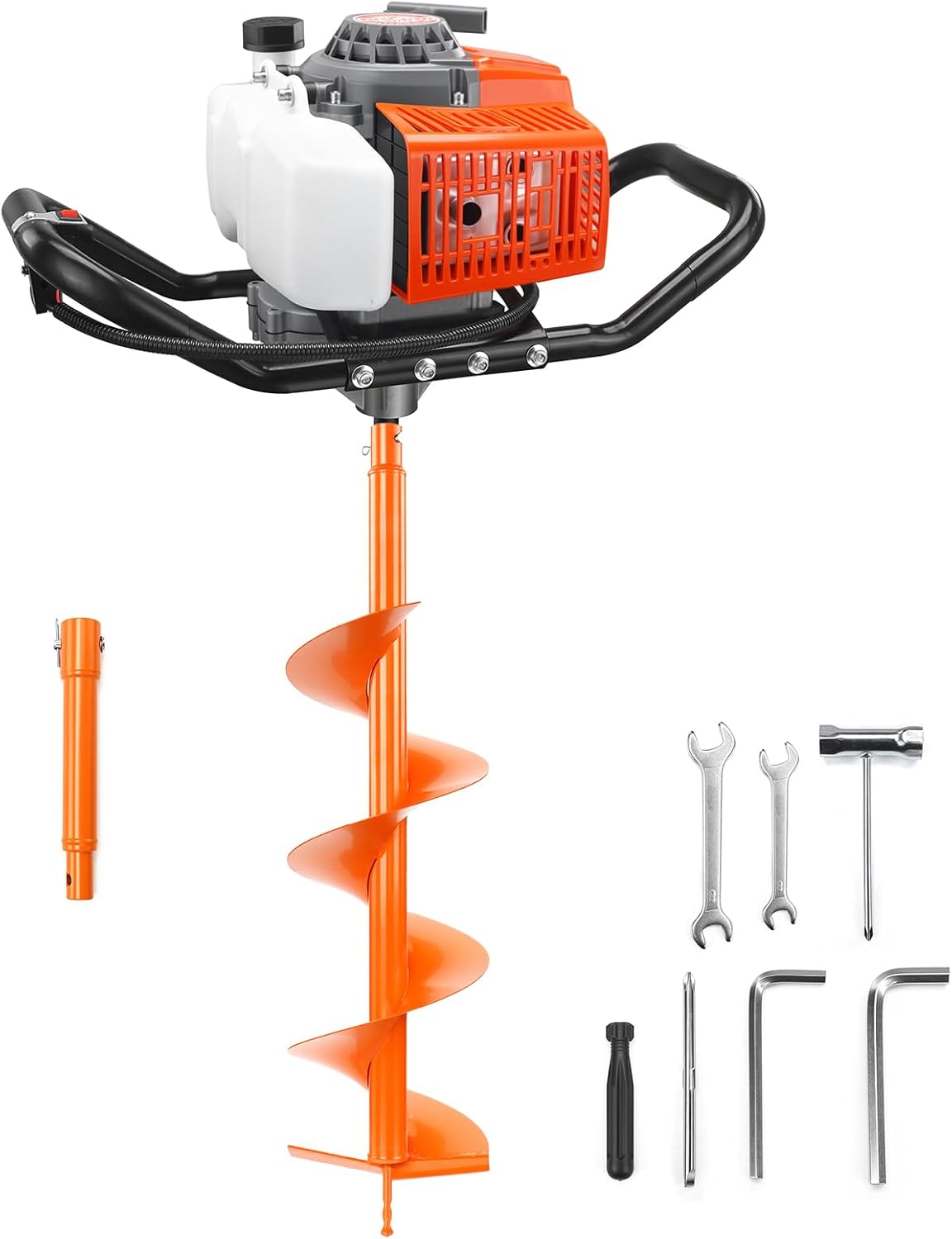 72CC 2-Stroke Gas Powered Earth Auger Post Fence Hole Digger Powerhead, Petrol Drill Borer for Garden & Lawn
