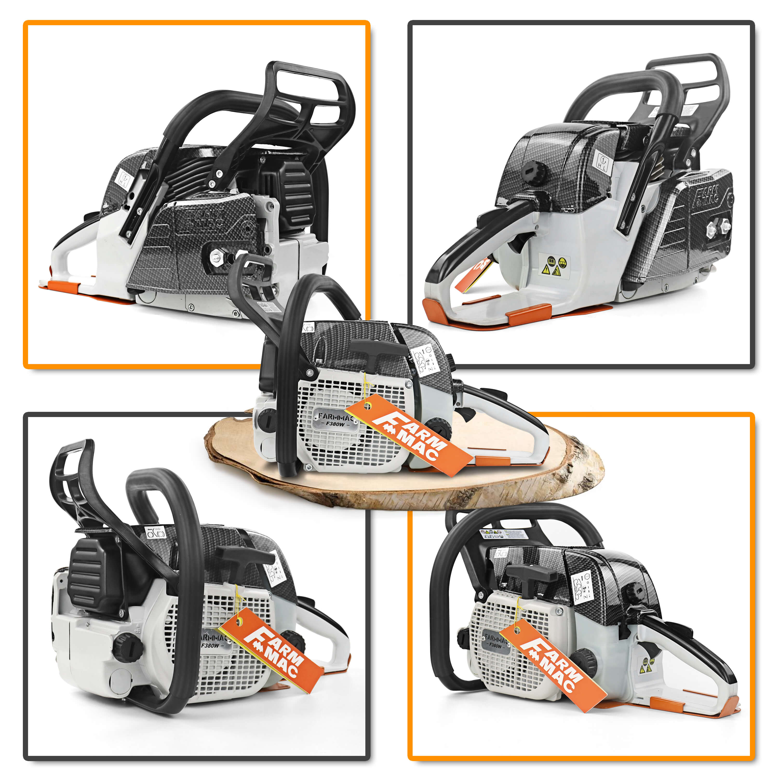 FARMMAC Gas Chainsaw F380W professional 72cc chainsaw with 24-inch bar