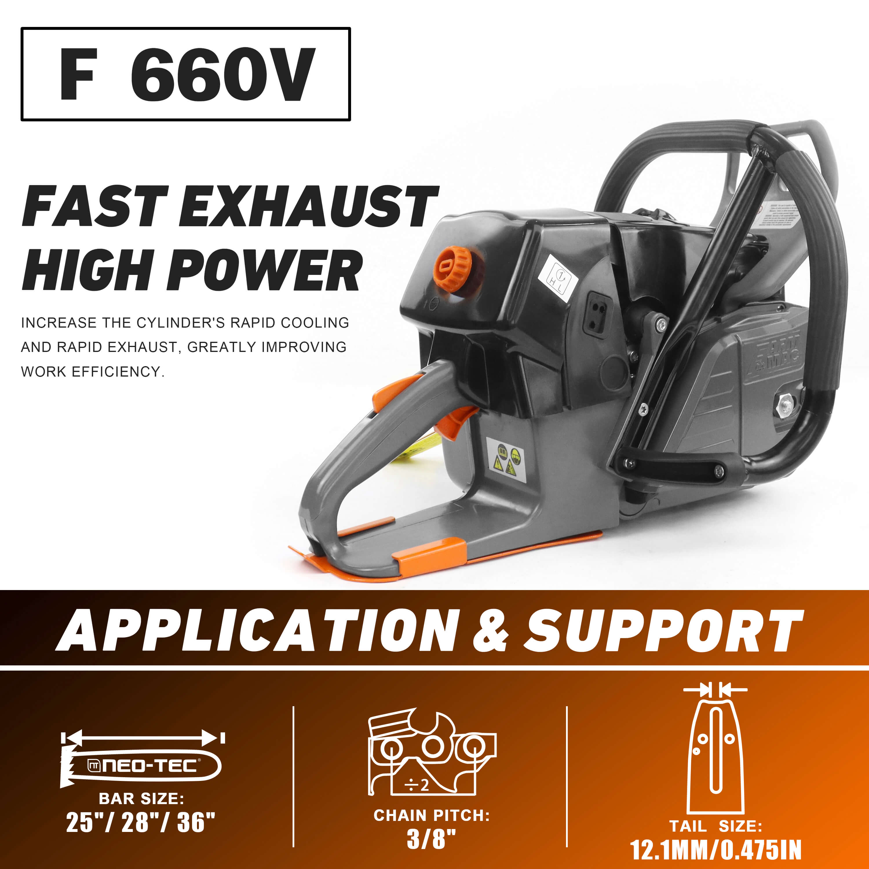 FARMMAC Gas Chainsaw F660V 92cc chainsaw for portable sawmill setup