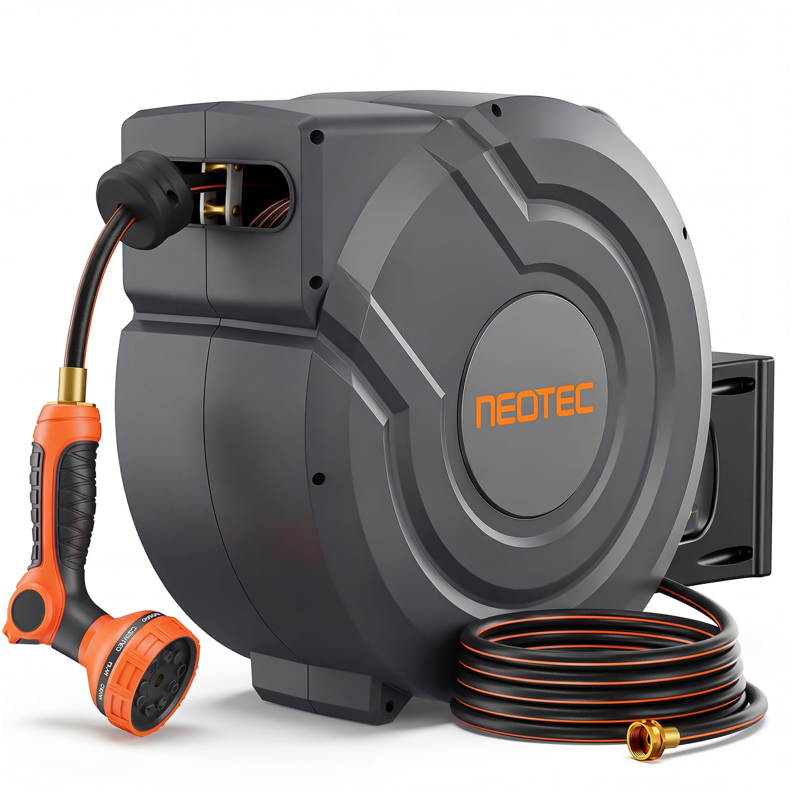 Upgraded Retractable Garden Hose Reel 1/2 inch x 130 ft Any Length Loc