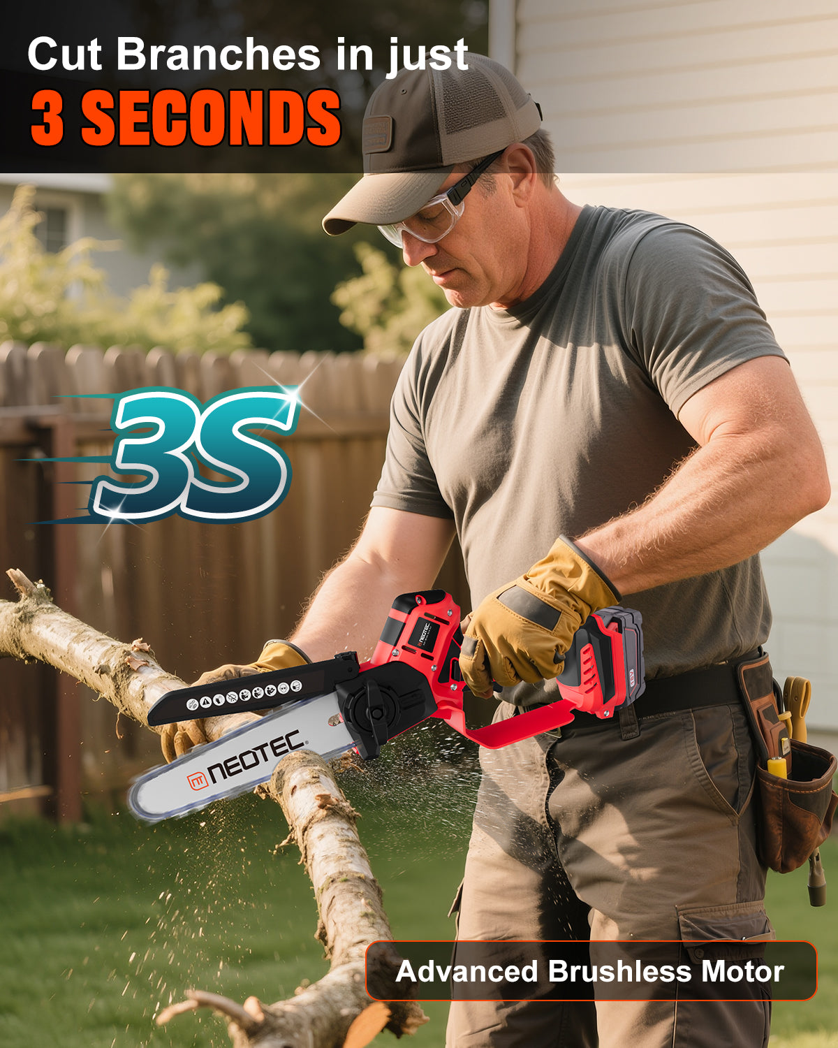 6&8 Inch Cordless Mini Chainsaw Compatible with Milwaukee M18 Battery