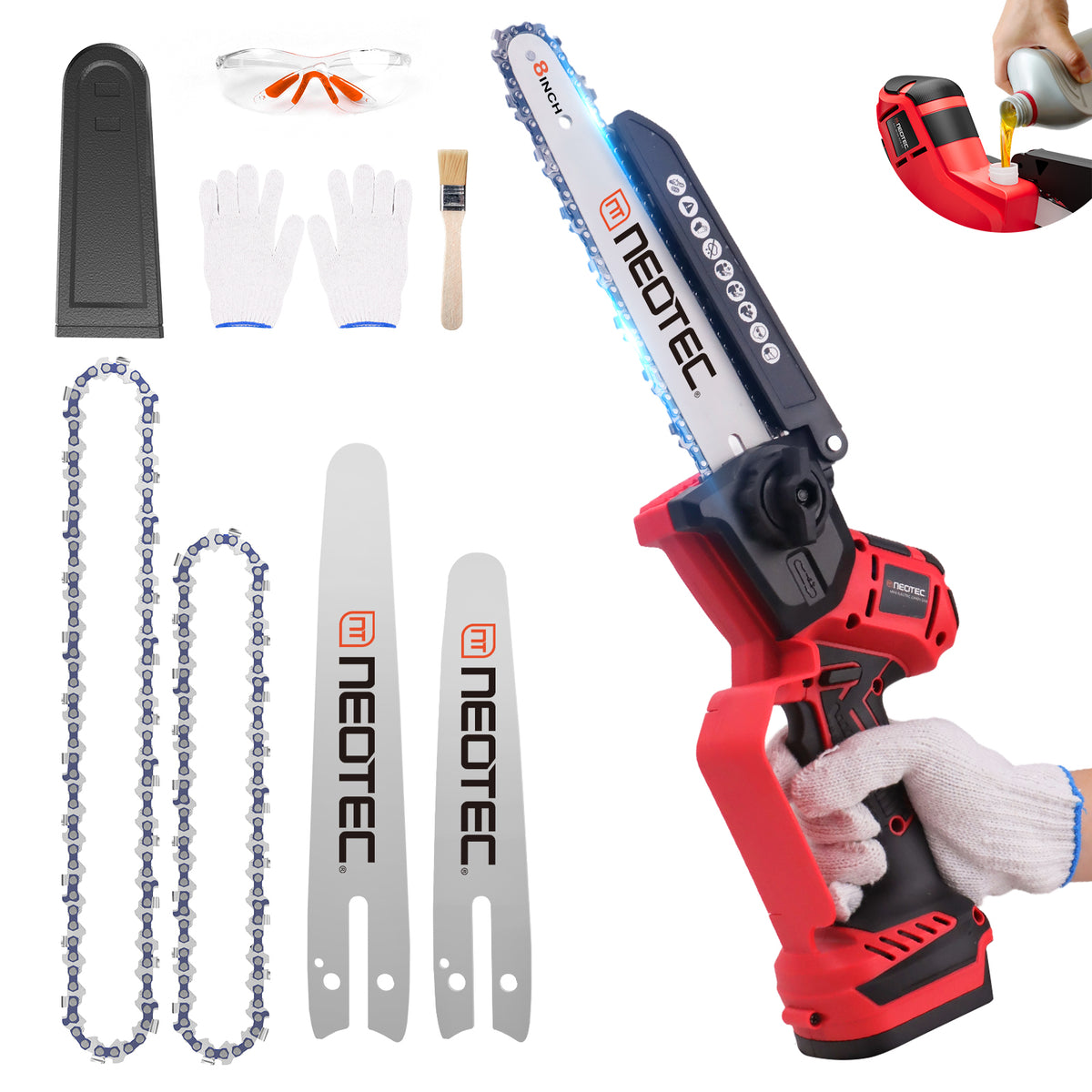 6&8 Inch Cordless Mini Chainsaw Compatible with Milwaukee M18 Battery