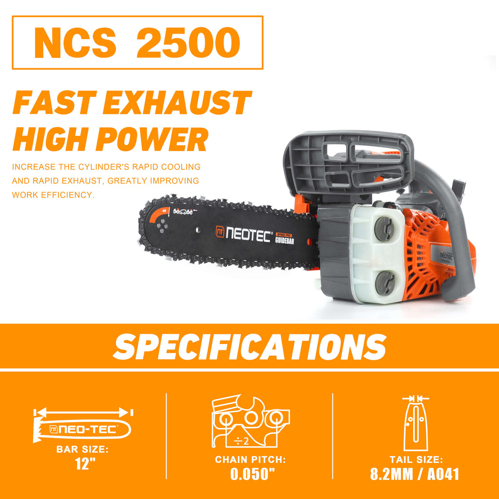 Neo-tec 12in Top Handle Gas Chainsaw 25.4cc Portable Mini Chain 